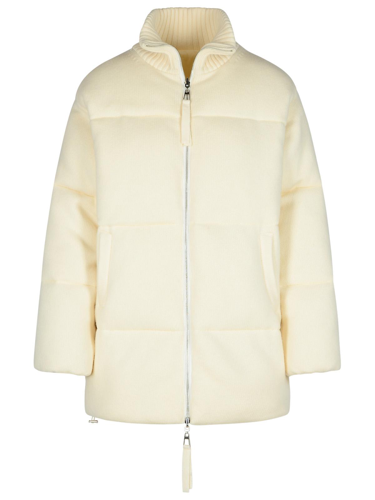 Shop P.a.r.o.s.h Last Cream Wool Blend Down Jacket