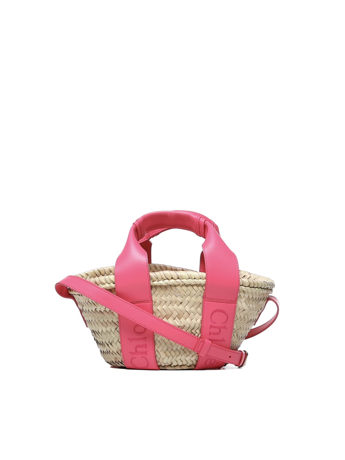 Shop Chloé Sense Small Basket Bag In Rosy Cherry
