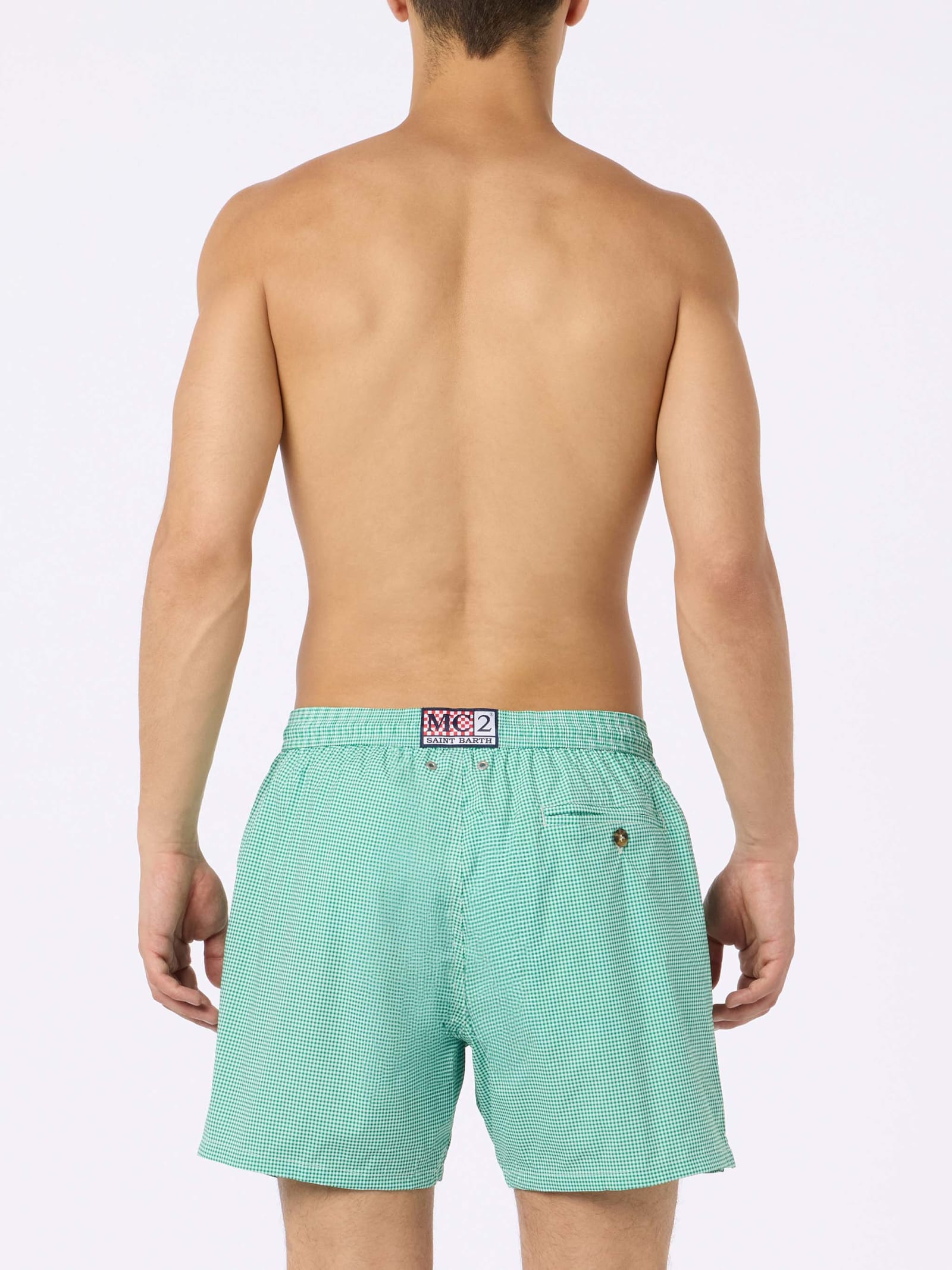 MC2 SAINT BARTH MAN COMFORT LIGHT SWIM SHORTS WITH GINGHAM PRINT
