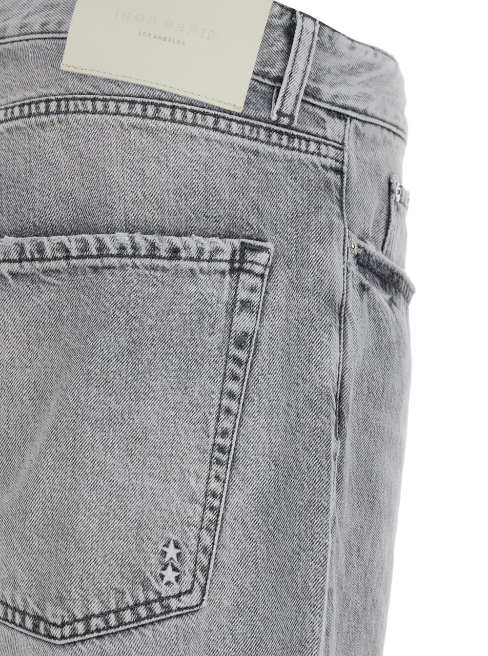 Icon Denim Grey Pants With Belt Loops And Rear Logo Patch In Denim Man In Grey