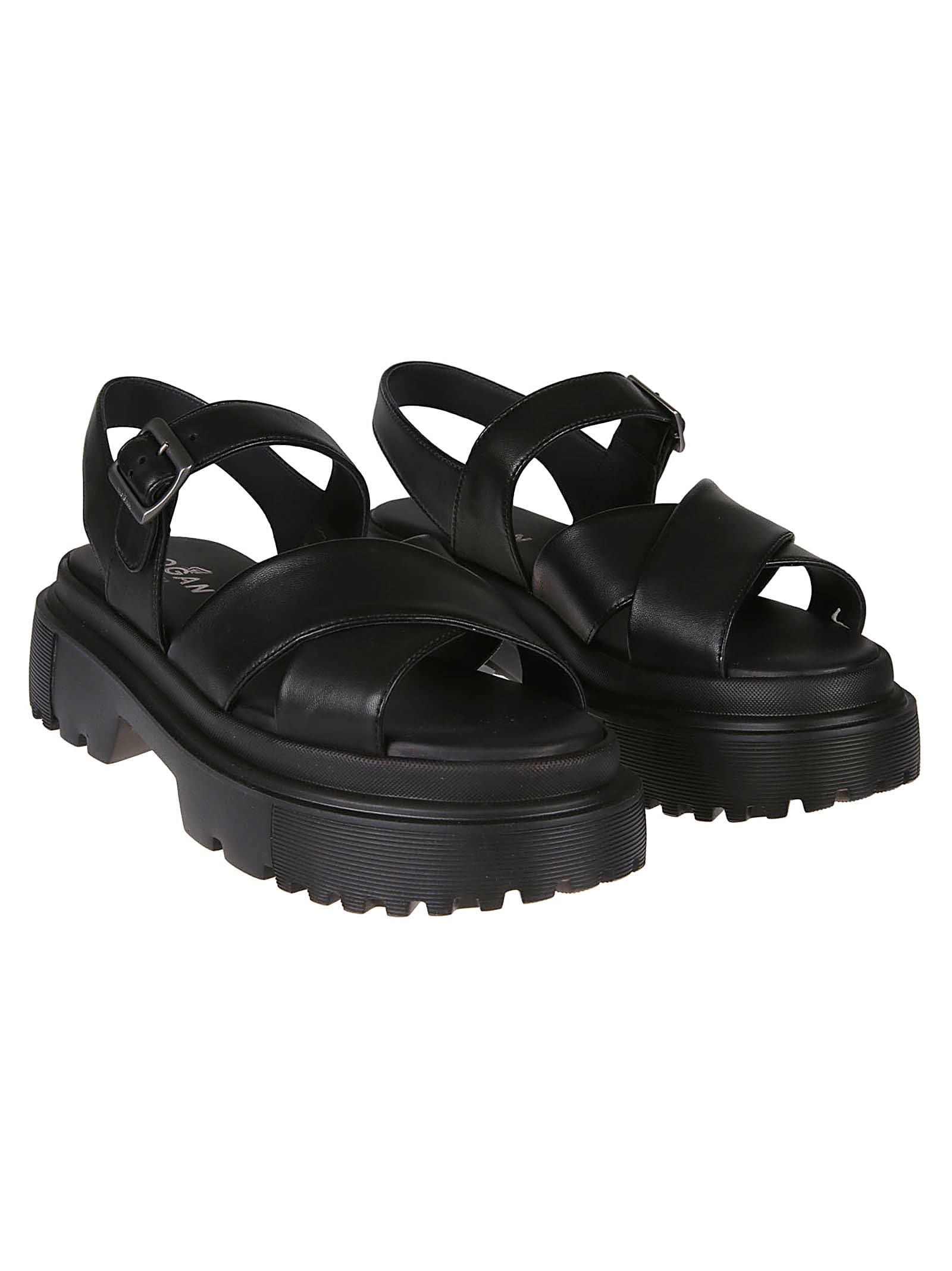 Shop Hogan H644 Sandals In Nero