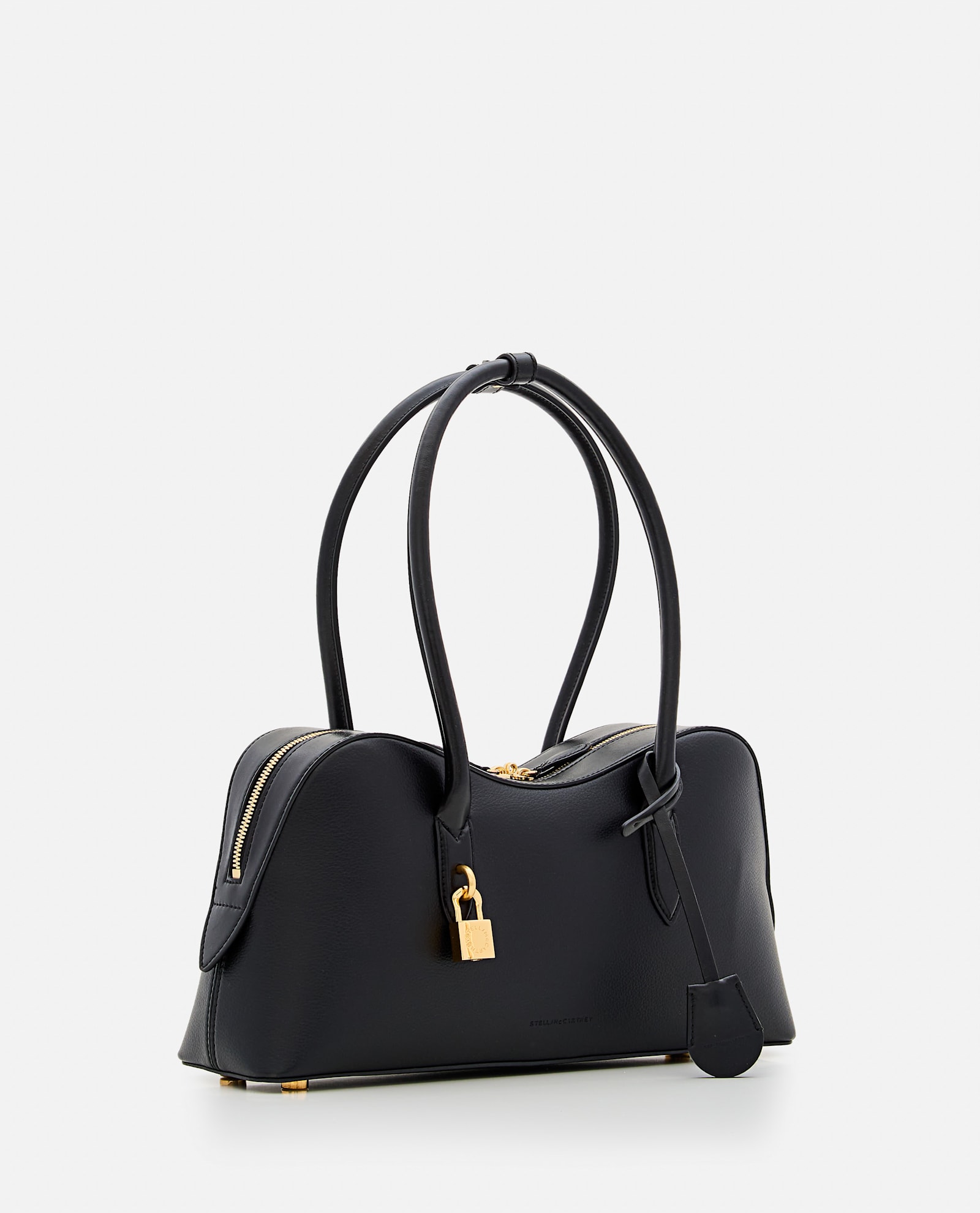 Stella Mccartney Stella Ryder Logo-embossed Embellished Textured Vegan Leather Tote In Black