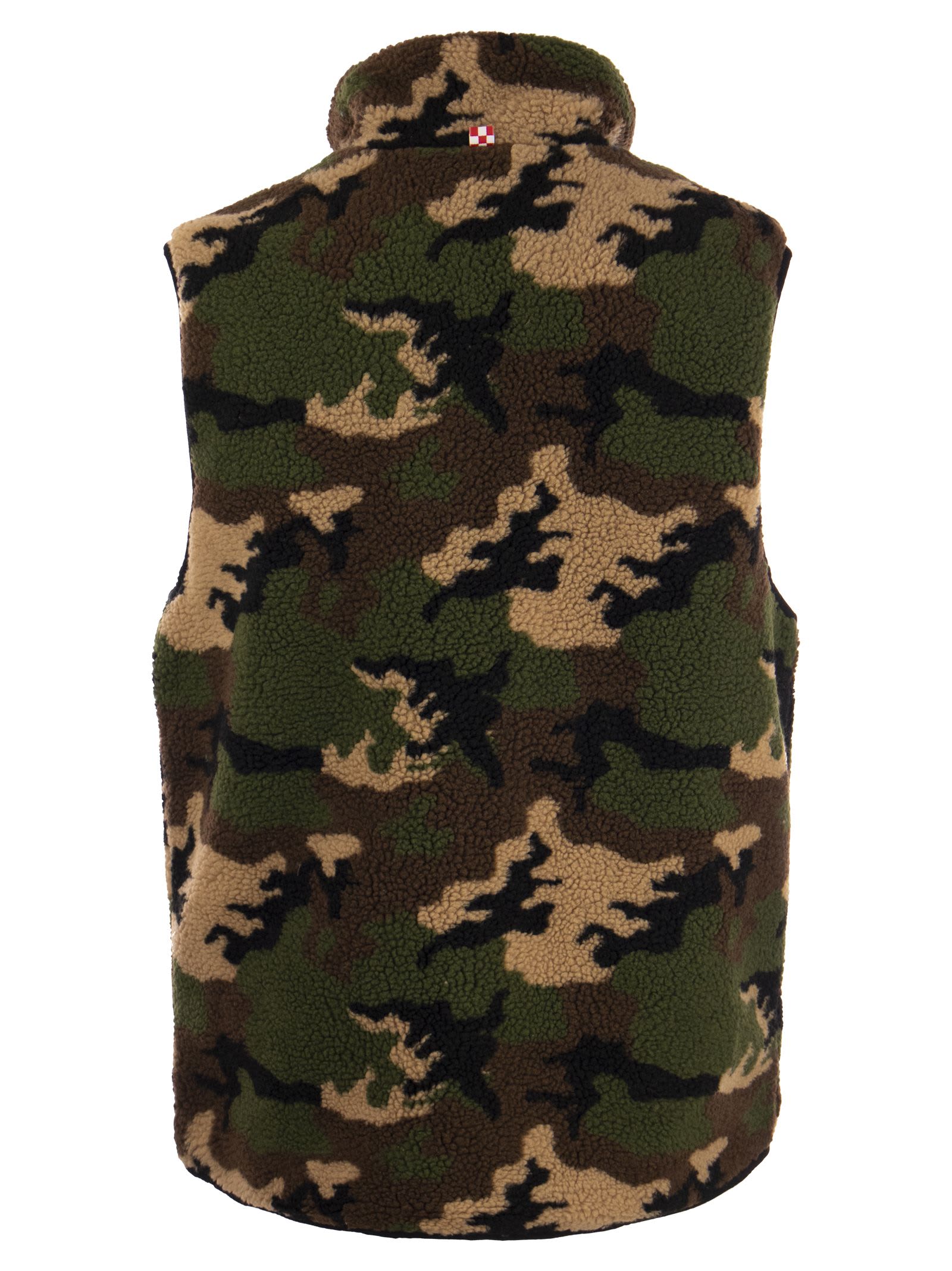 Shop Mc2 Saint Barth Sherpa Waistcoat With Patch Pockets In Military Green