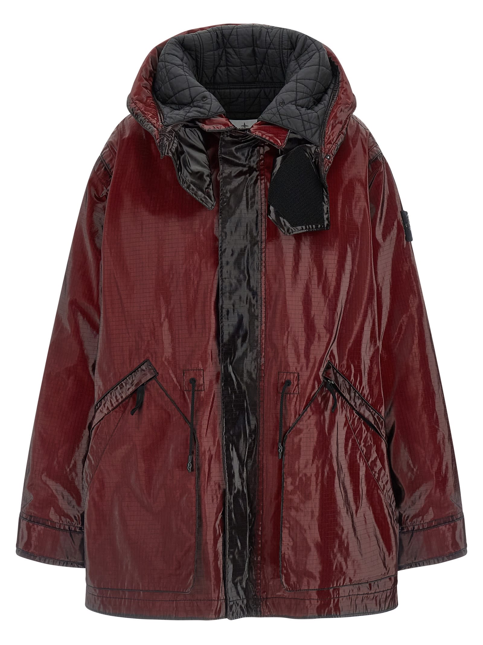 Stone Island 4100079 Uneven Ripstop Prismatico Puffer Jackets Bordeaux In Burgundy