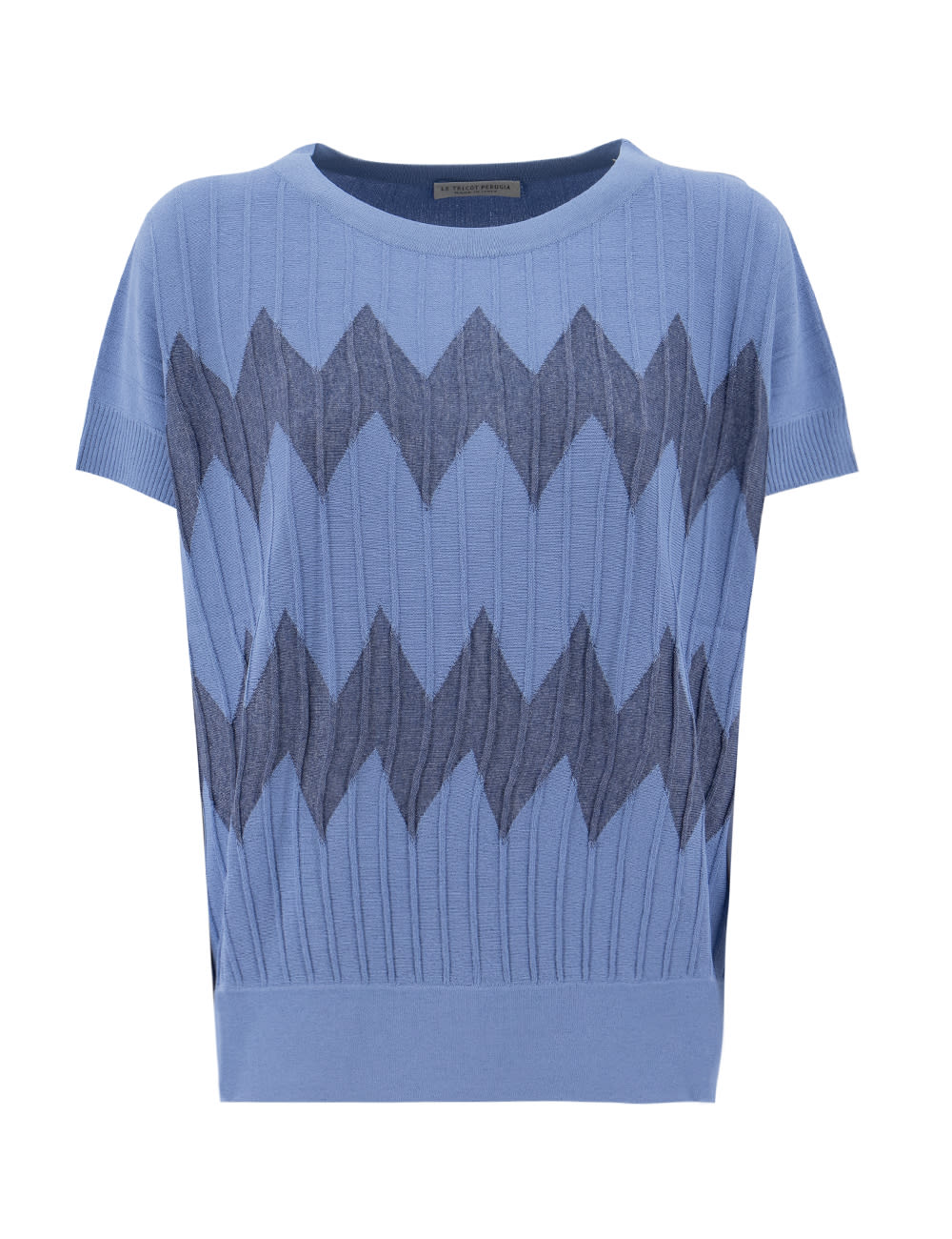 Shop Le Tricot Perugia Sweater In Blue Jeans