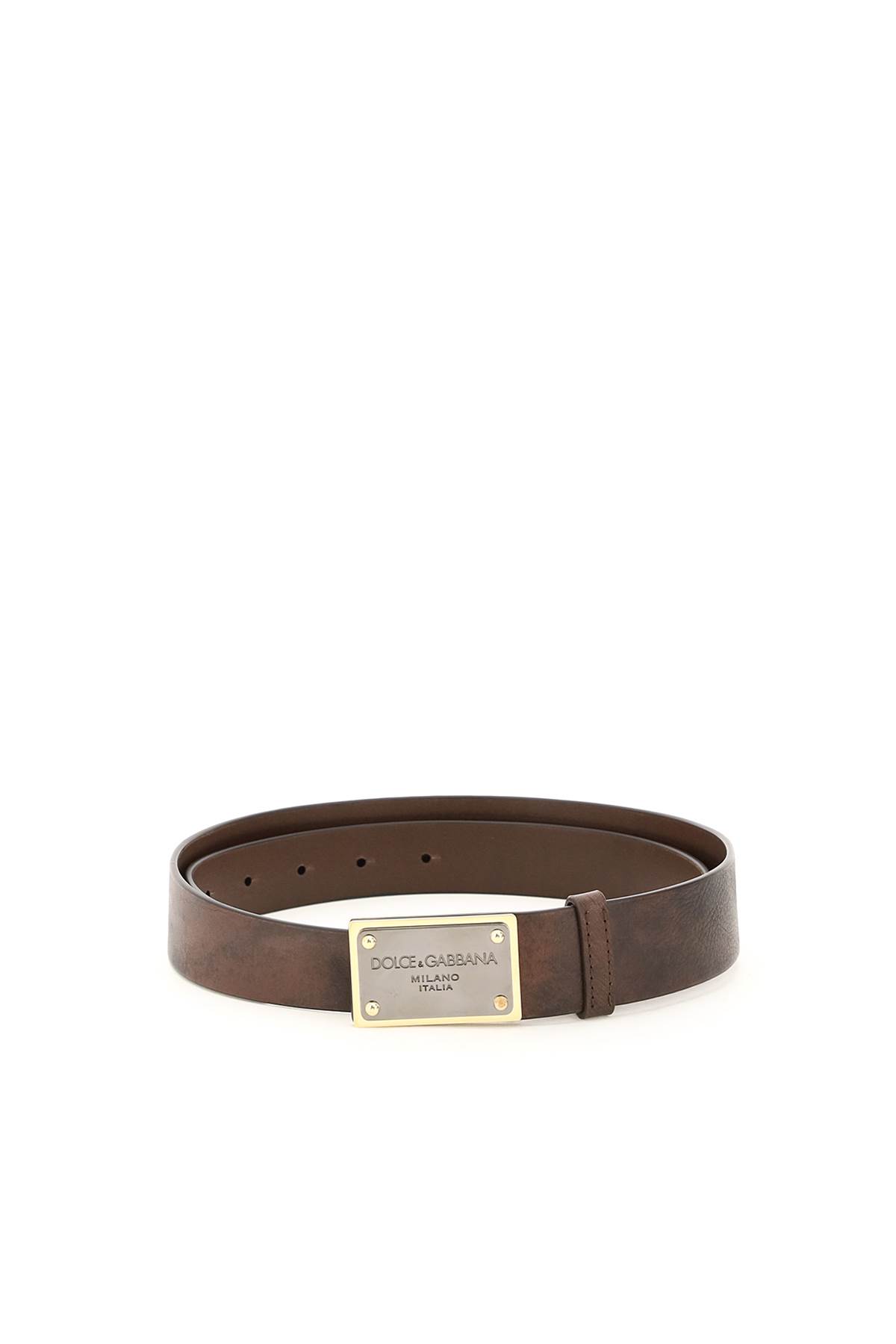 Dolce & Gabbana Eos Calf Leather Belt With Logo Plaque