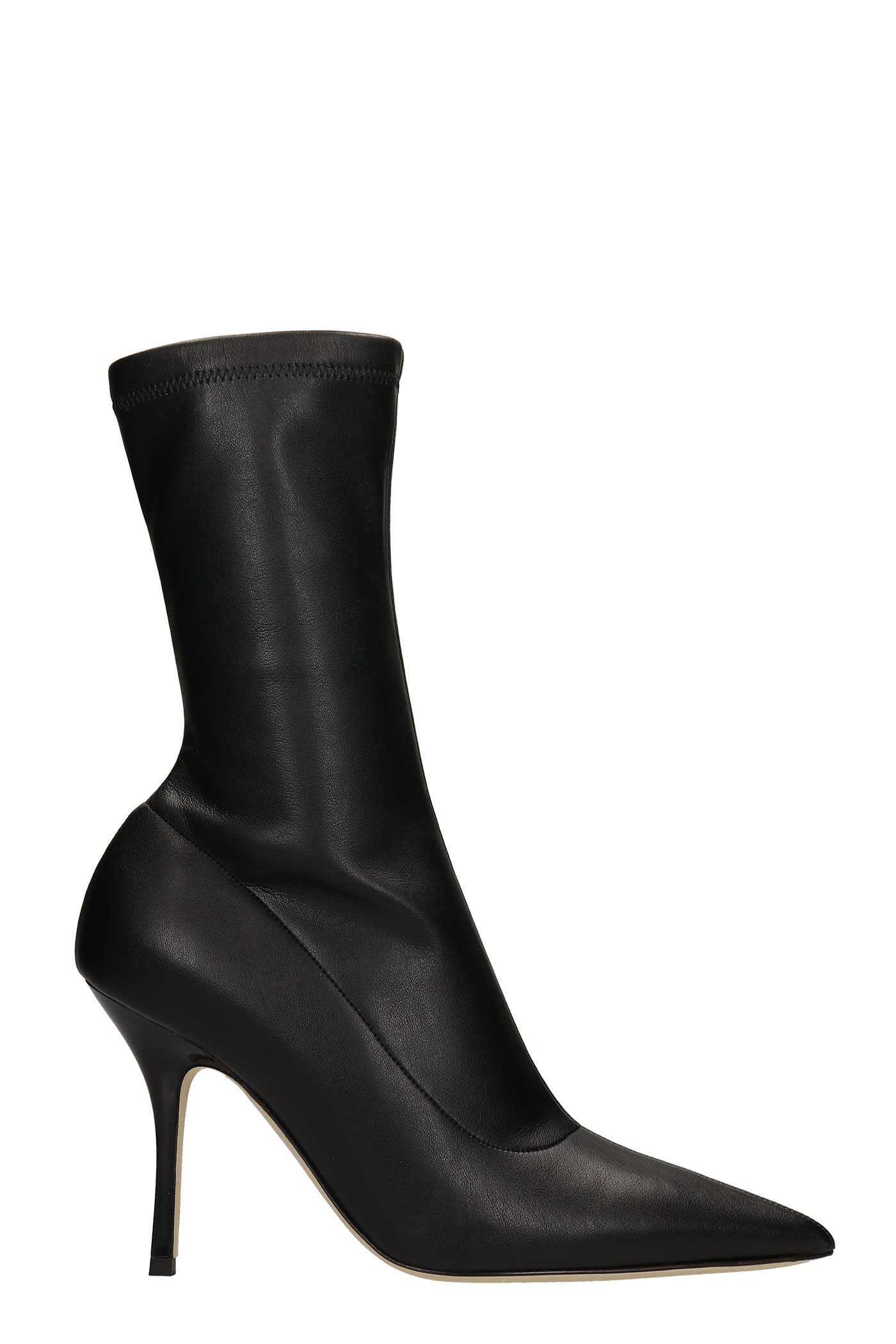 Paris Texas Mama High Heels Ankle Boots In Black Leather