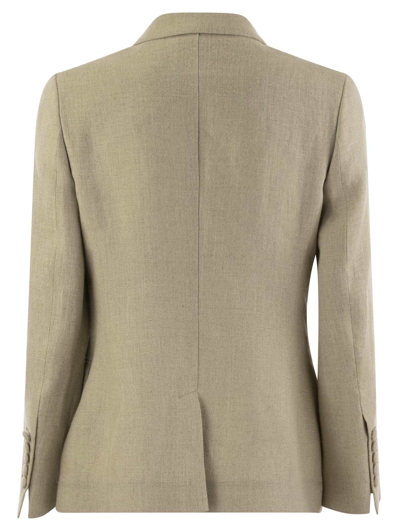 Shop Saulina Milano Anna - Double-breasted Linen Jacket In Sand