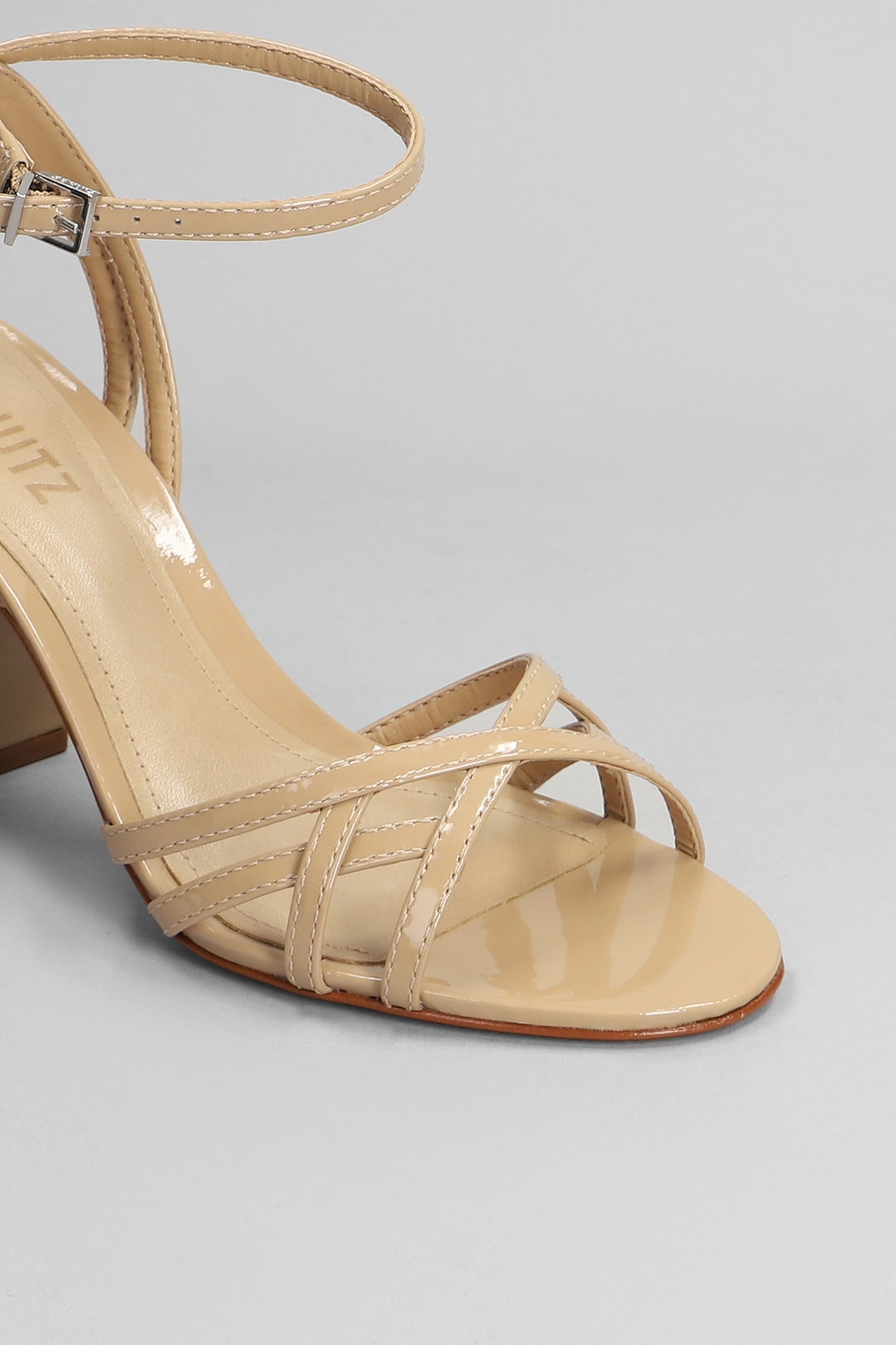 Shop Schutz Sandals In Beige Patent Leather