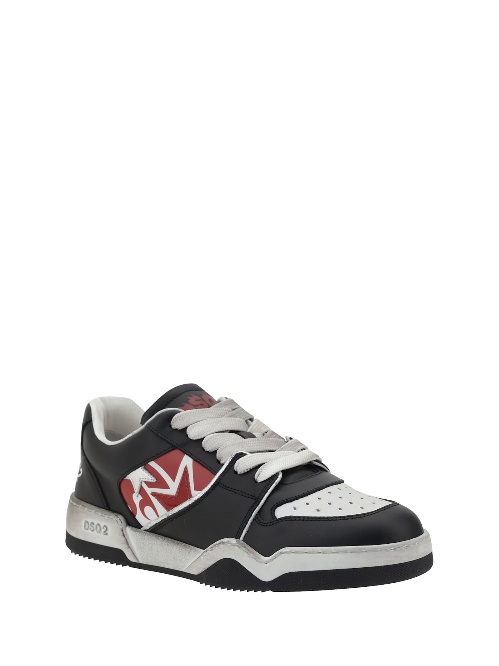Dsquared2 Black Sneakers With Distressed Effect And Logo On The Heel In Leather Man In M536