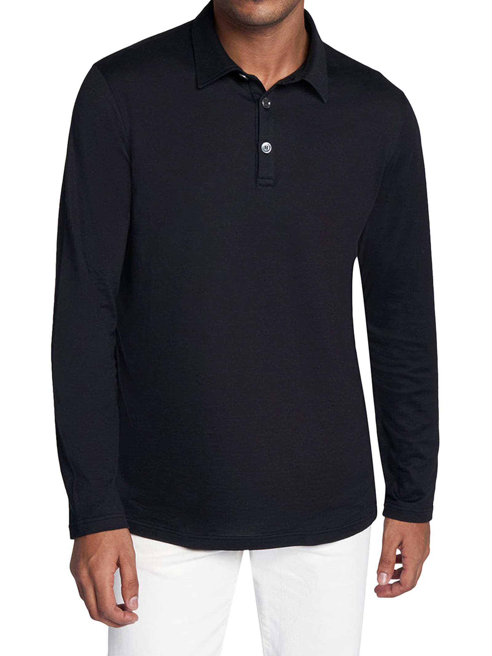 Shop Kiton Jersey Poloshirt L/s Cotton In Black