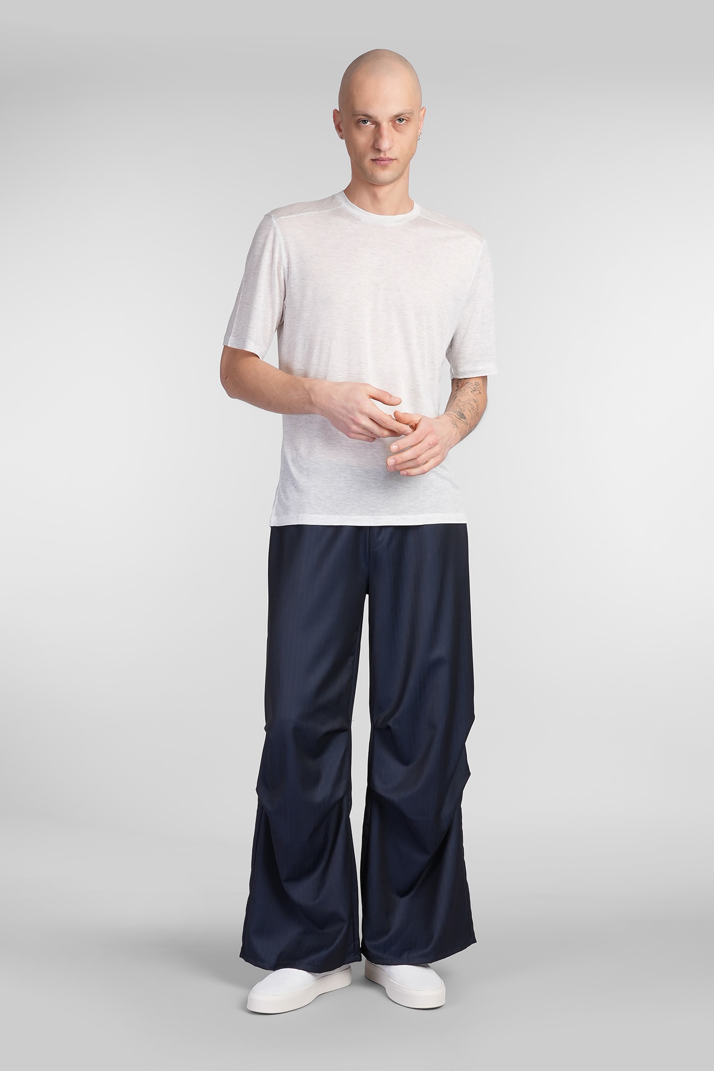 Paura Fan Pants In Blue Wool In Blue