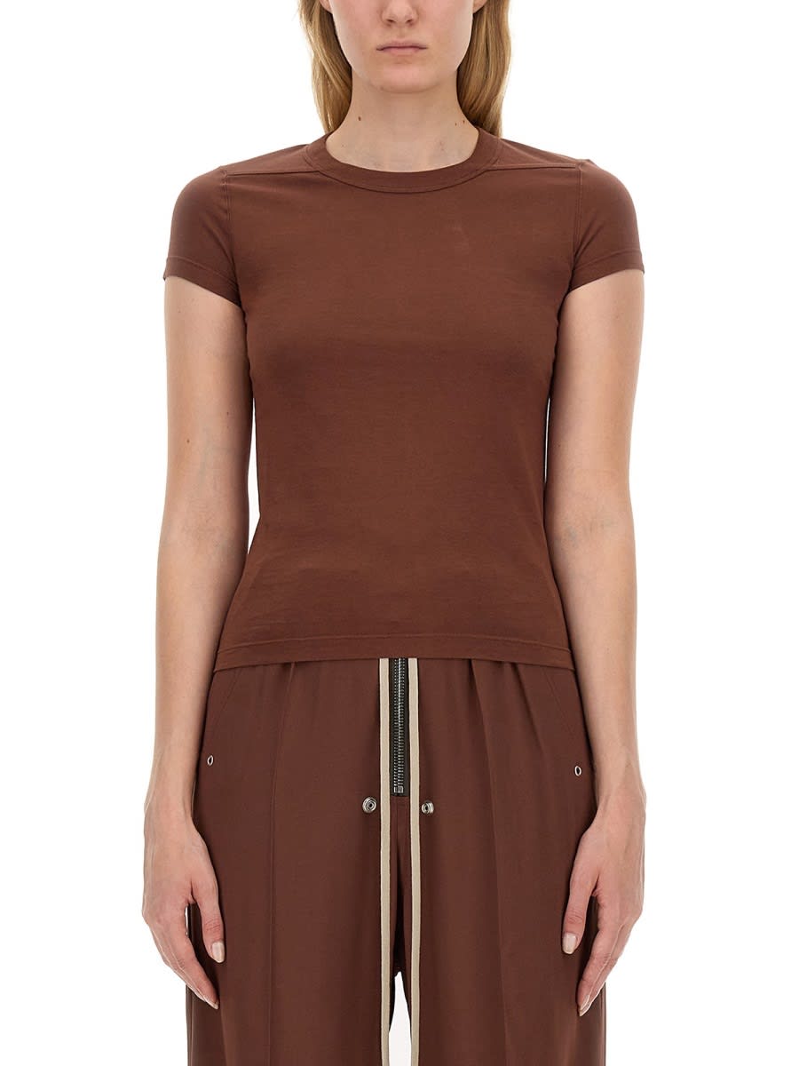 Shop Rick Owens Cotton T-shirt In Brown