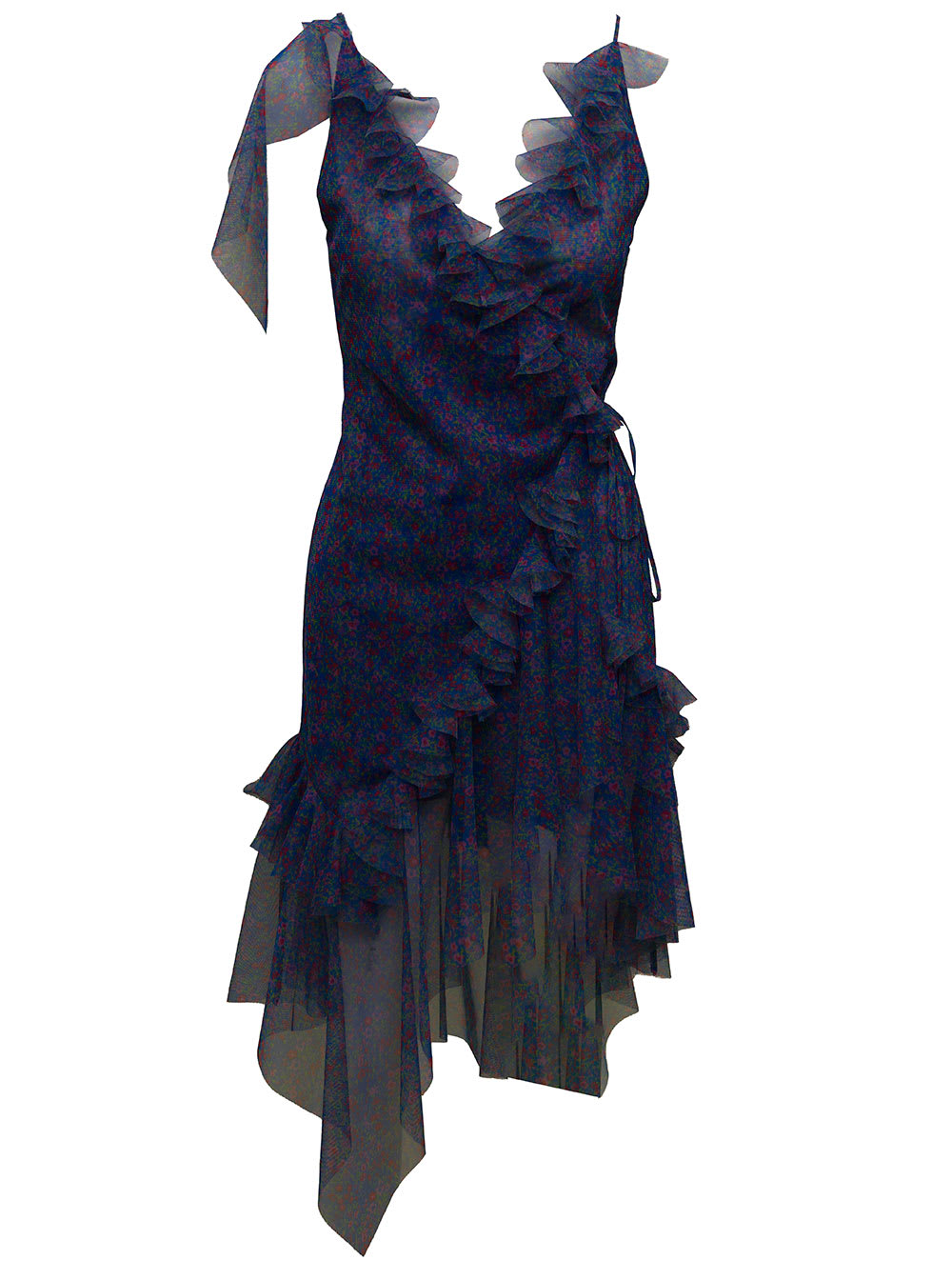 Philosophy Di Lorenzo Serafini Womans Floral Tulle Wrap Dress