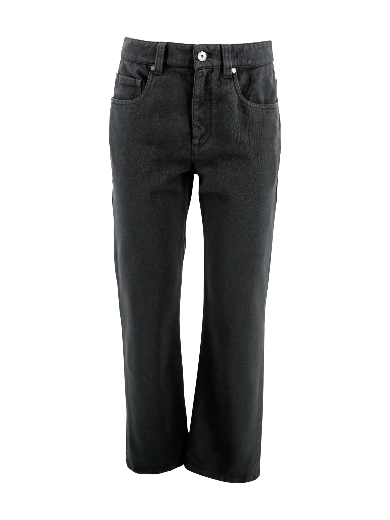 Shop Brunello Cucinelli Cotton Straight-leg Jeans In Black