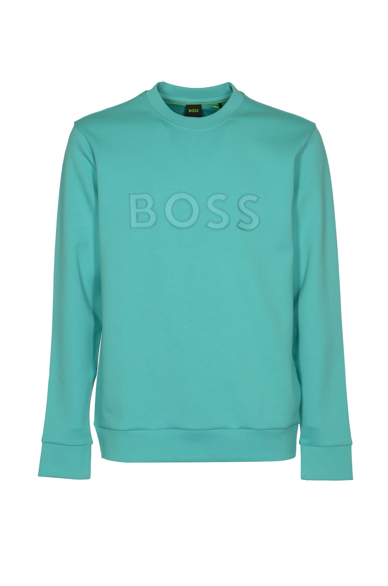 Shop Hugo Boss Logo Embossed Sweatshirt In Open Green
