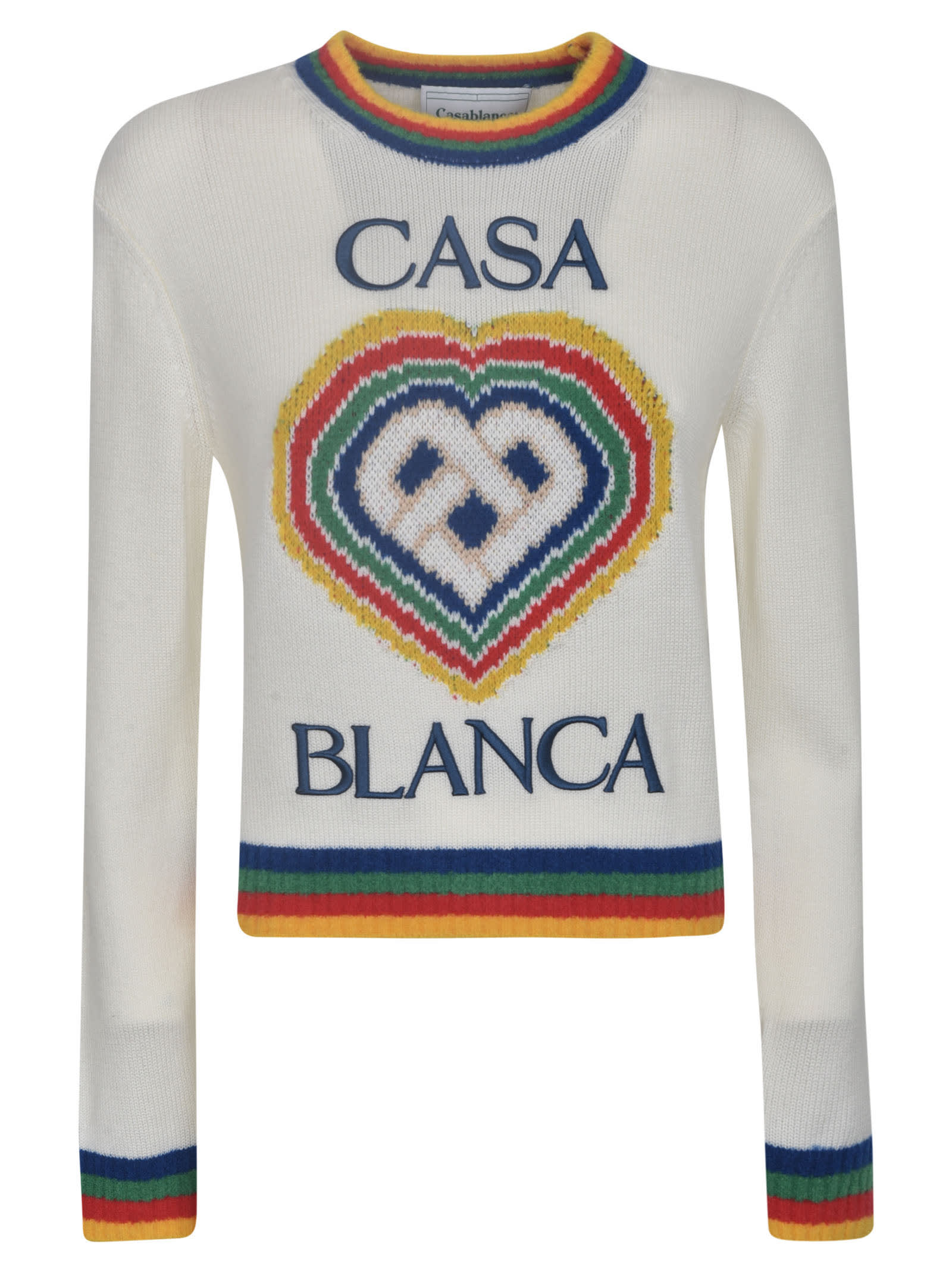 Shop Casablanca Logo Knitted Sweater In White