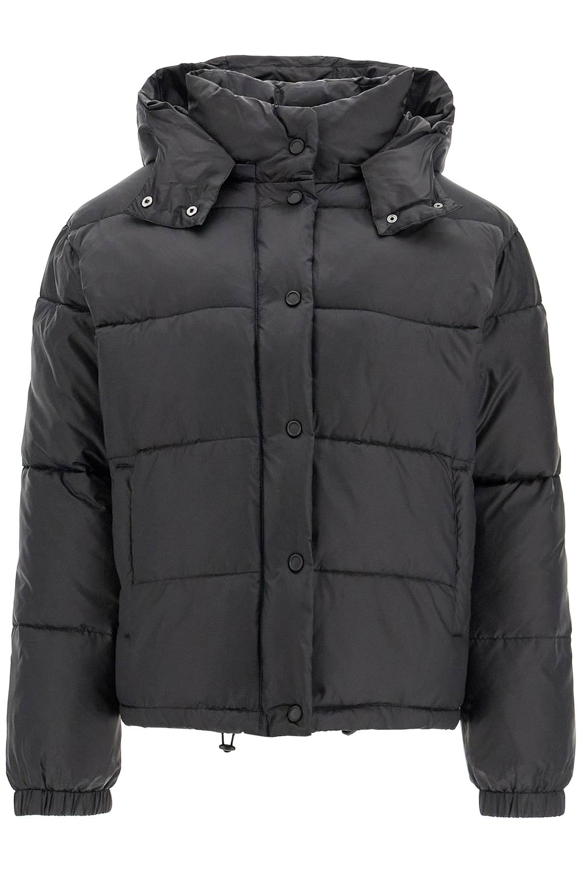 Shop Pinko Down Jacket With Logo Patch In Nero Limousine (white)