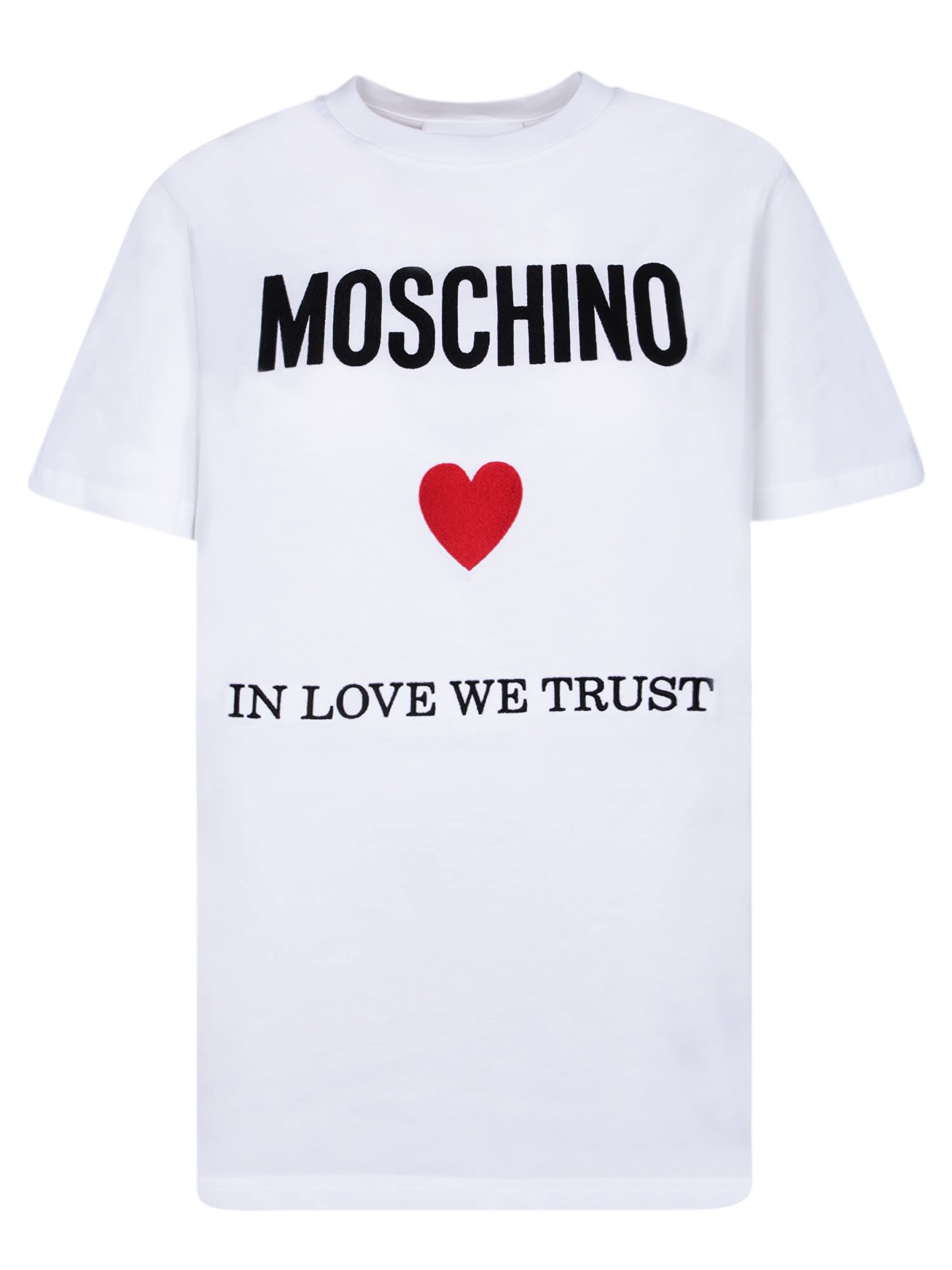 Shop Moschino Logo Cotton T-shirt White And Black