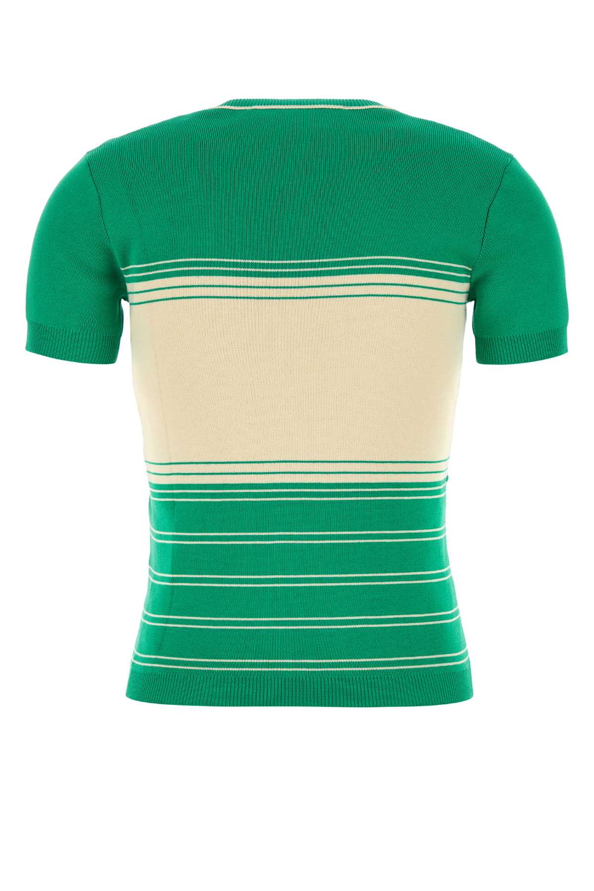 Valentino Cotton Sweater With Crew Neck And Stripes In Green
