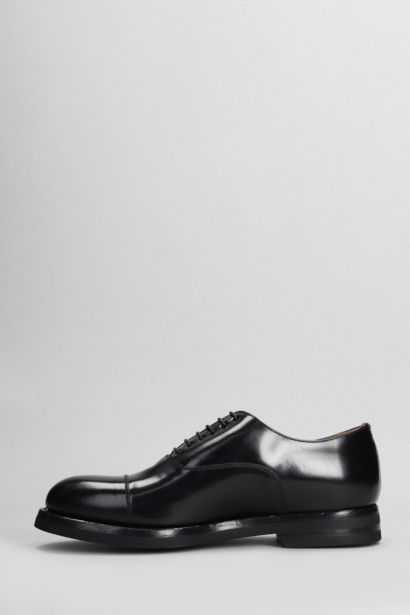 Shop Green George Lace Up Shoes In Black Leather