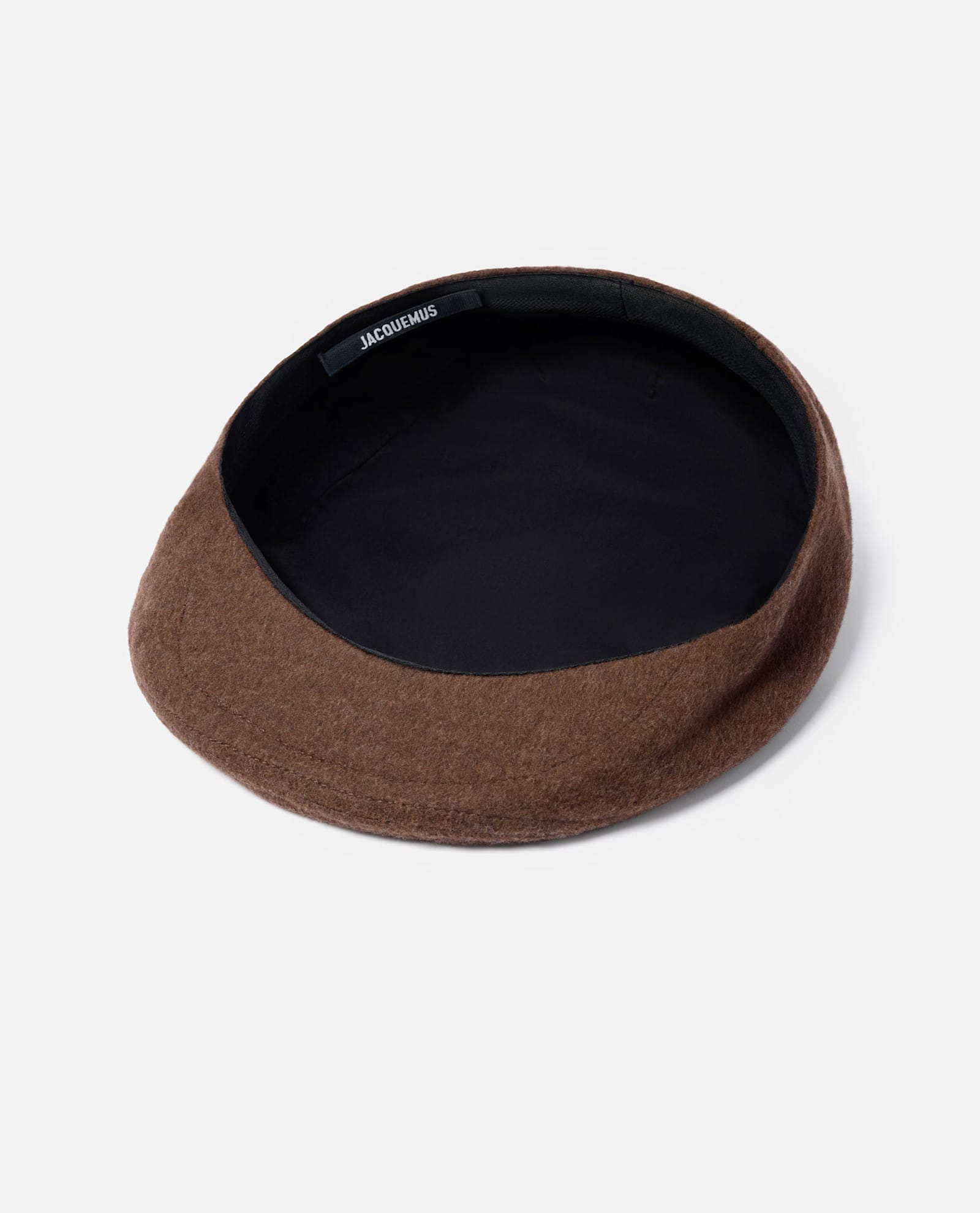 Jacquemus Dark Brown Embroidered Flat Beret Hat In Brown