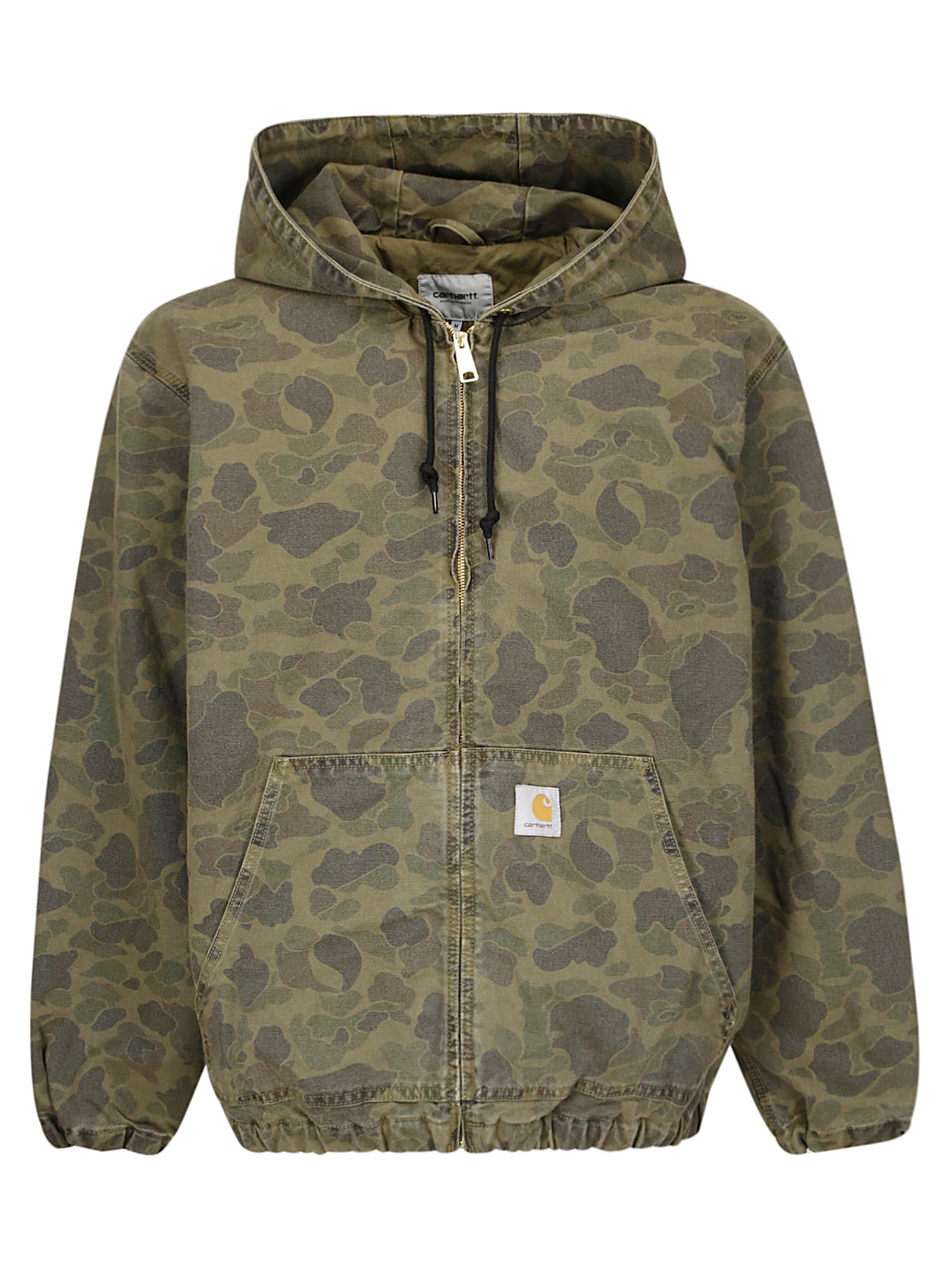 Shop Carhartt Duck Active Jacket Dearborn In Camo Duck Green/office Green