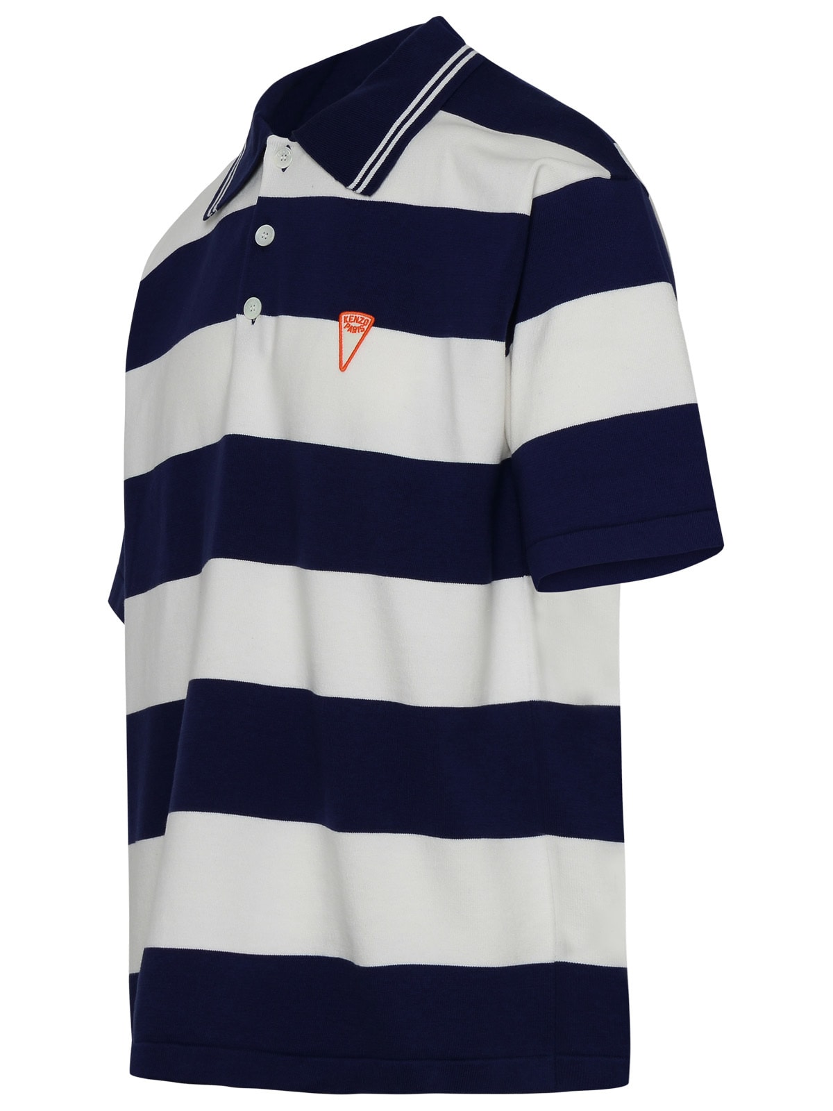 Shop Kenzo Blue Striped Cotton Polo Shirt