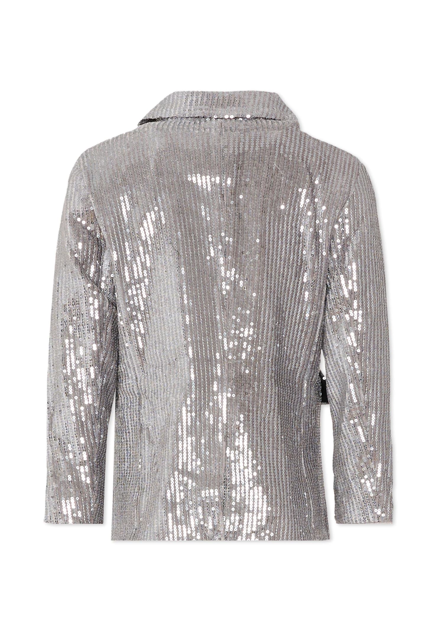 Dkny Silver Jacket For Girl With Sequins In Multi