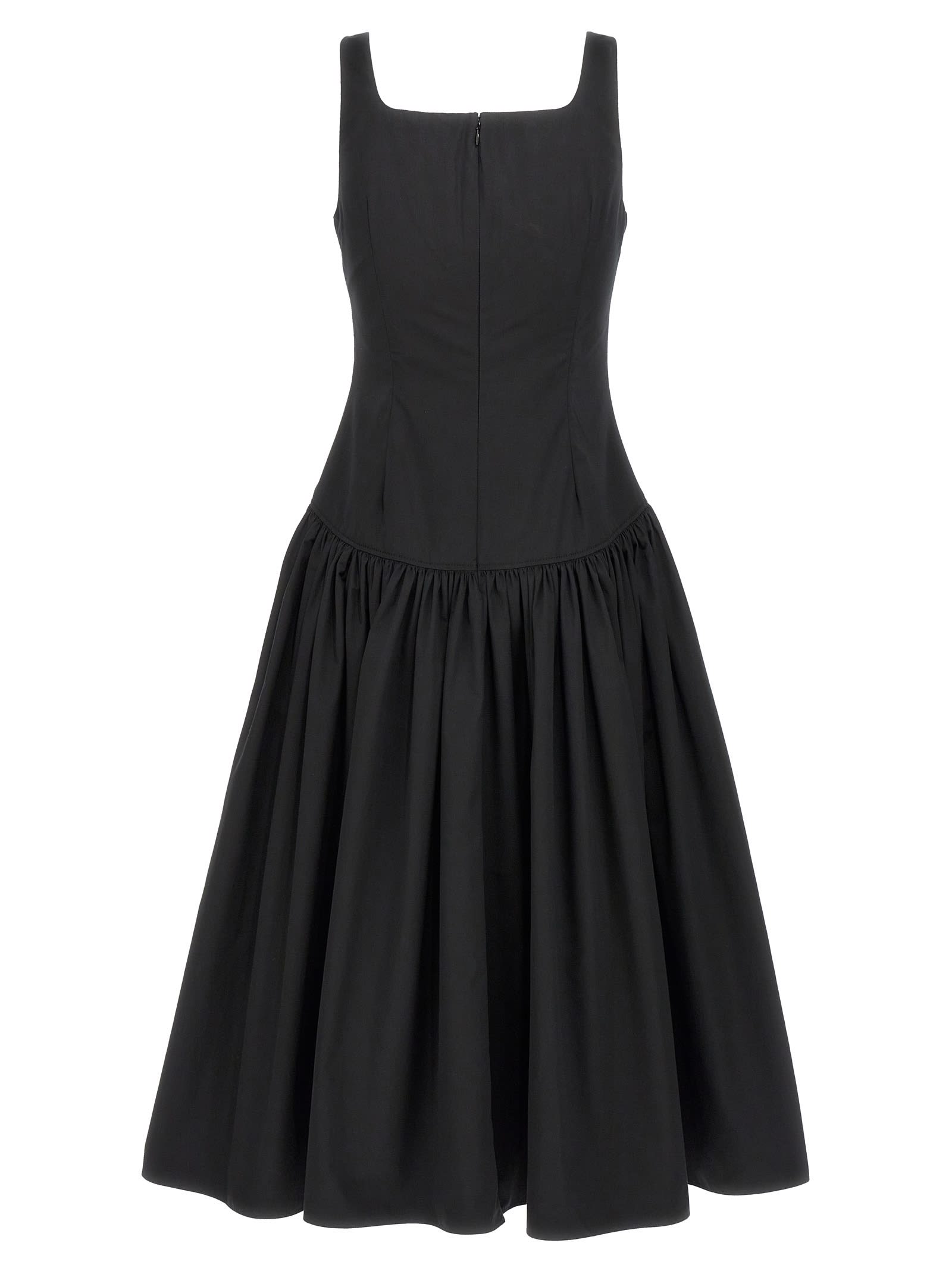 Shop Alexander Mcqueen Heart Neckline Midi Dress In Black