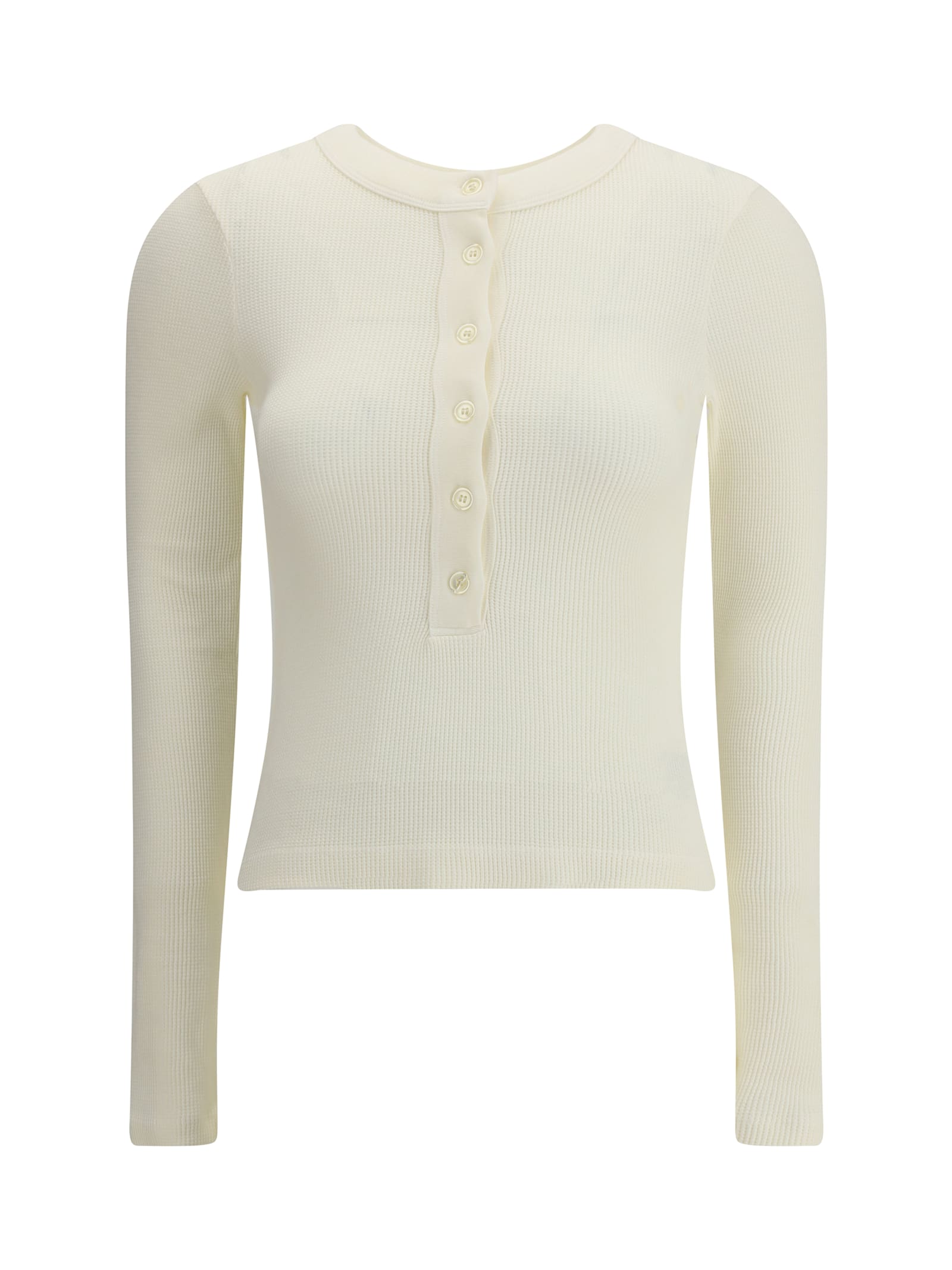 Citizen Of Humanity Citizens Of Humanity Varra Henley Ribbed-knit Top In Neutral