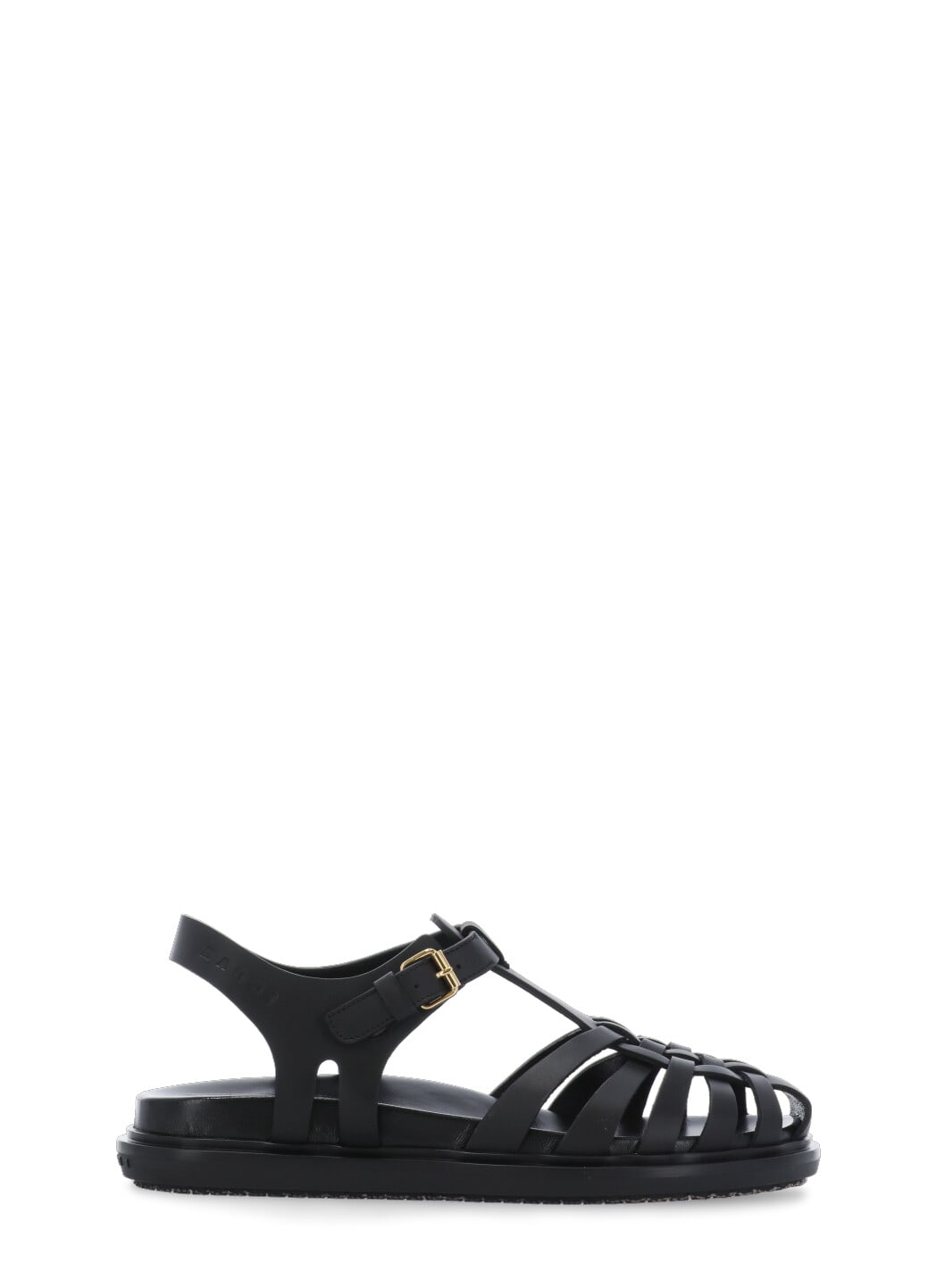 Shop Marni Leather Gladiator Sandals In Black