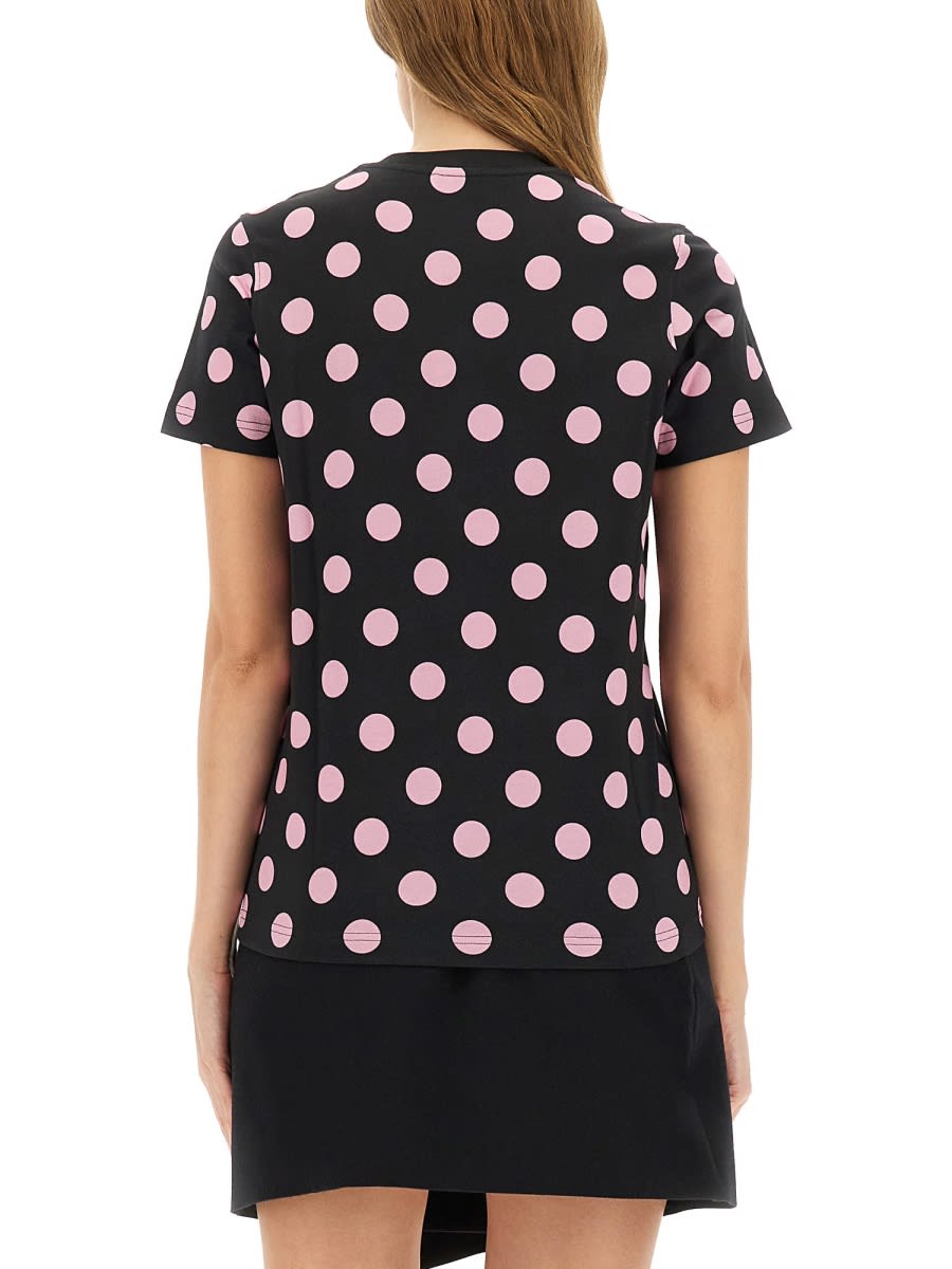 Moschino Graphic Print Polka Dot Crew Neck Top In Black