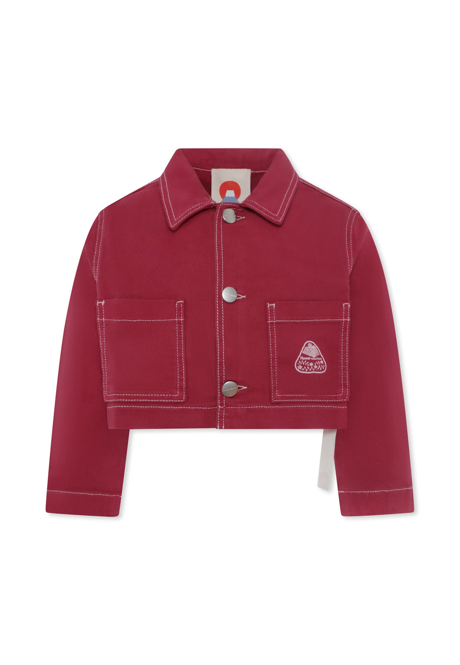 Flower Mountain Cropped Denim Jacket In Pink