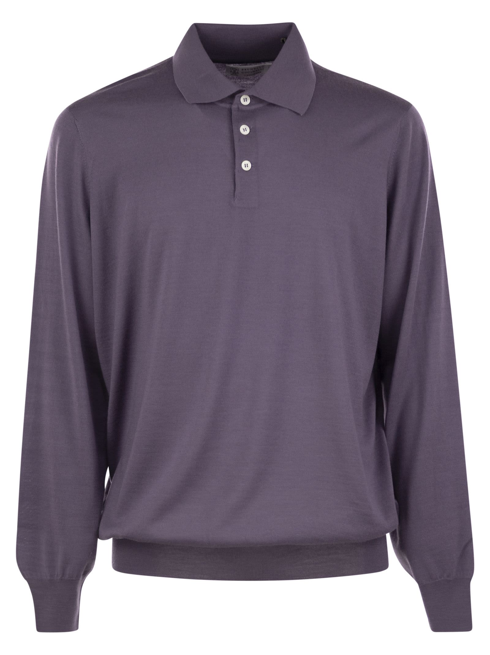 Shop Brunello Cucinelli Polo Style Sweater In Purple