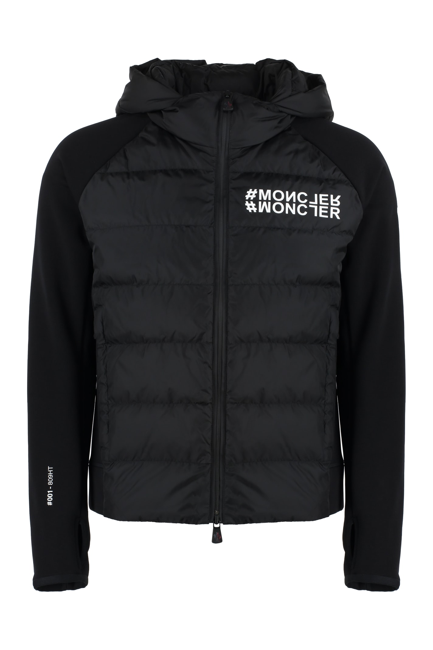 Moncler Cardigan With Padded Front Panel In Black