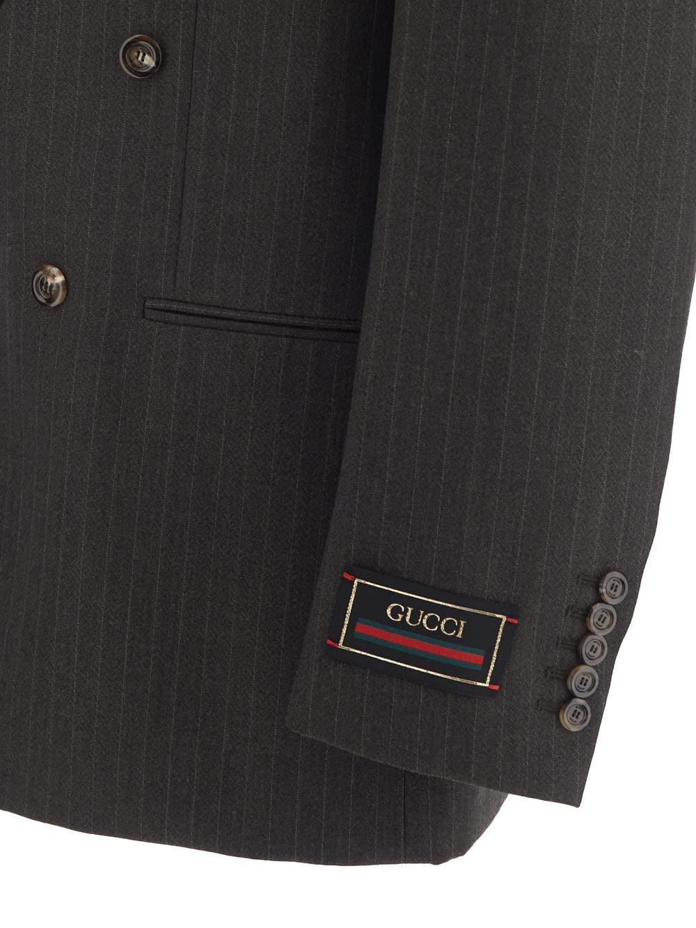 Gucci Double Breasted Jacket In Brown