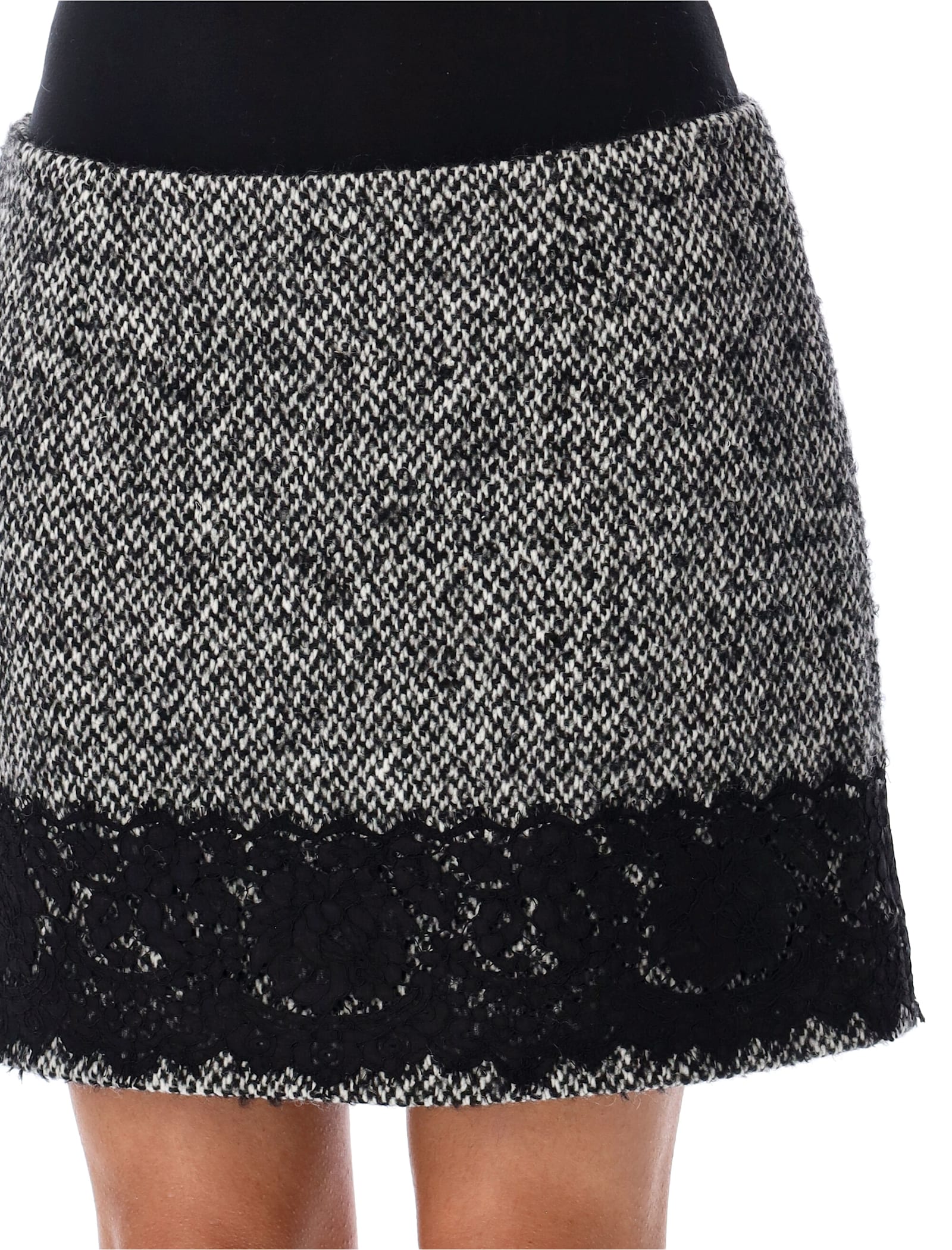 Dolce & Gabbana Mini Skirt In Black Melange