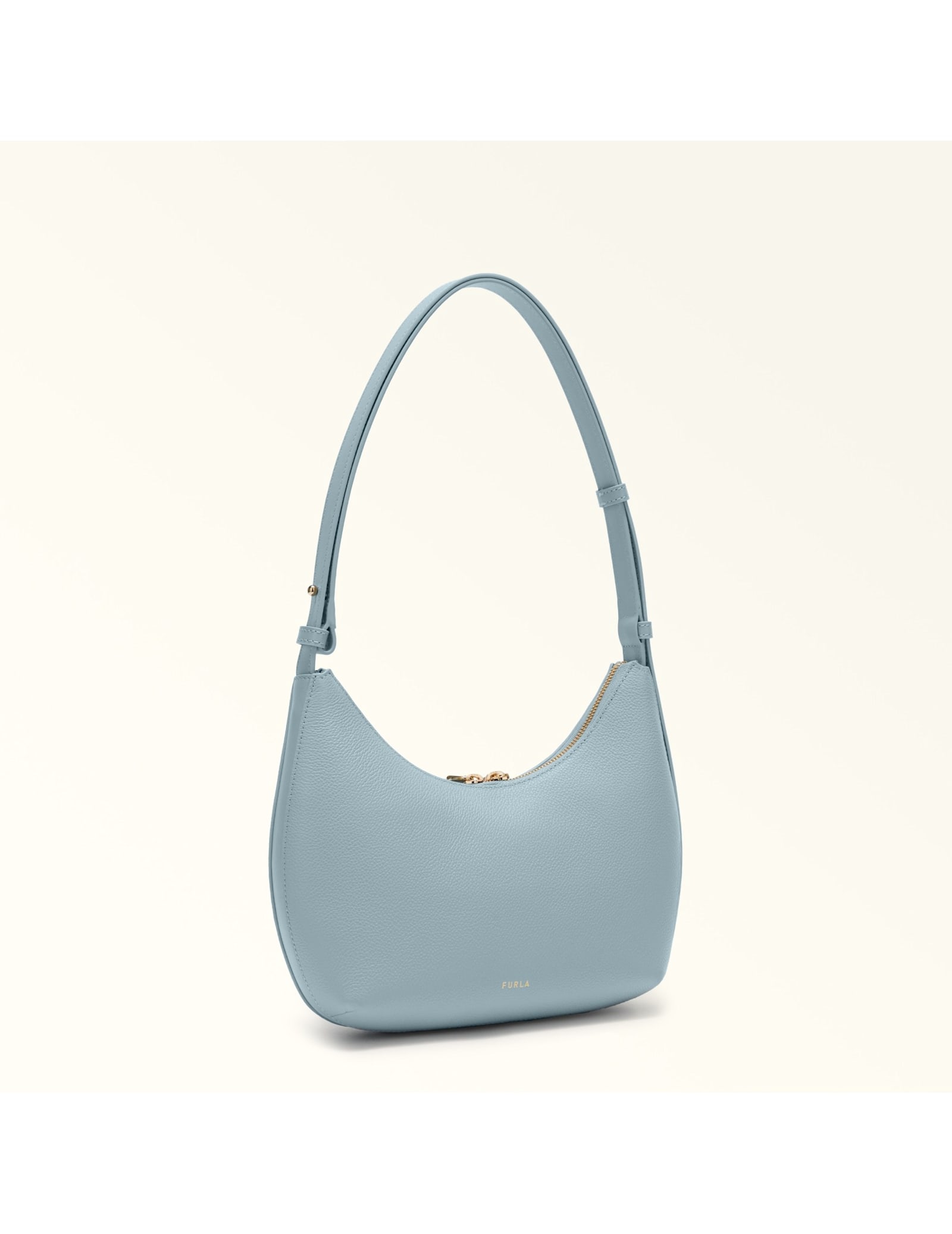 Furla Leather Shoulder Bag With Adjustable Strap And Gold-tone Hardware In Blue