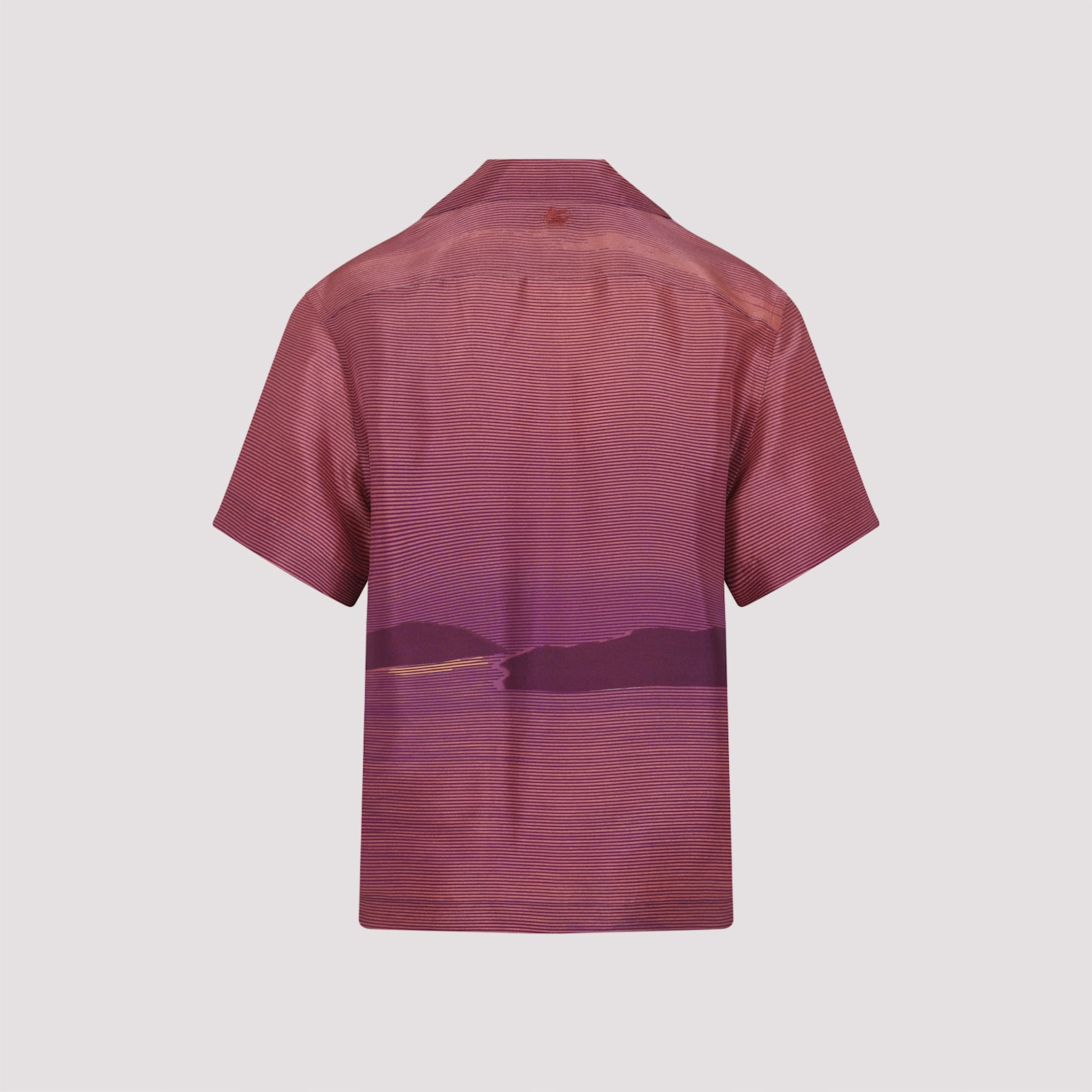 Etro Printed Short-sleeved Bowling Shirt In Print On Orange Base