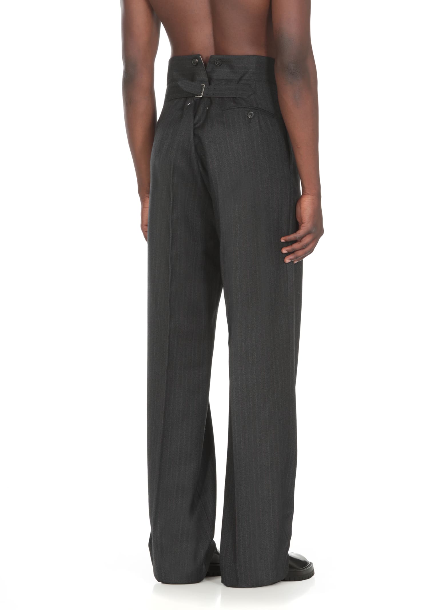 Shop Maison Margiela Wool Trousers In Grey