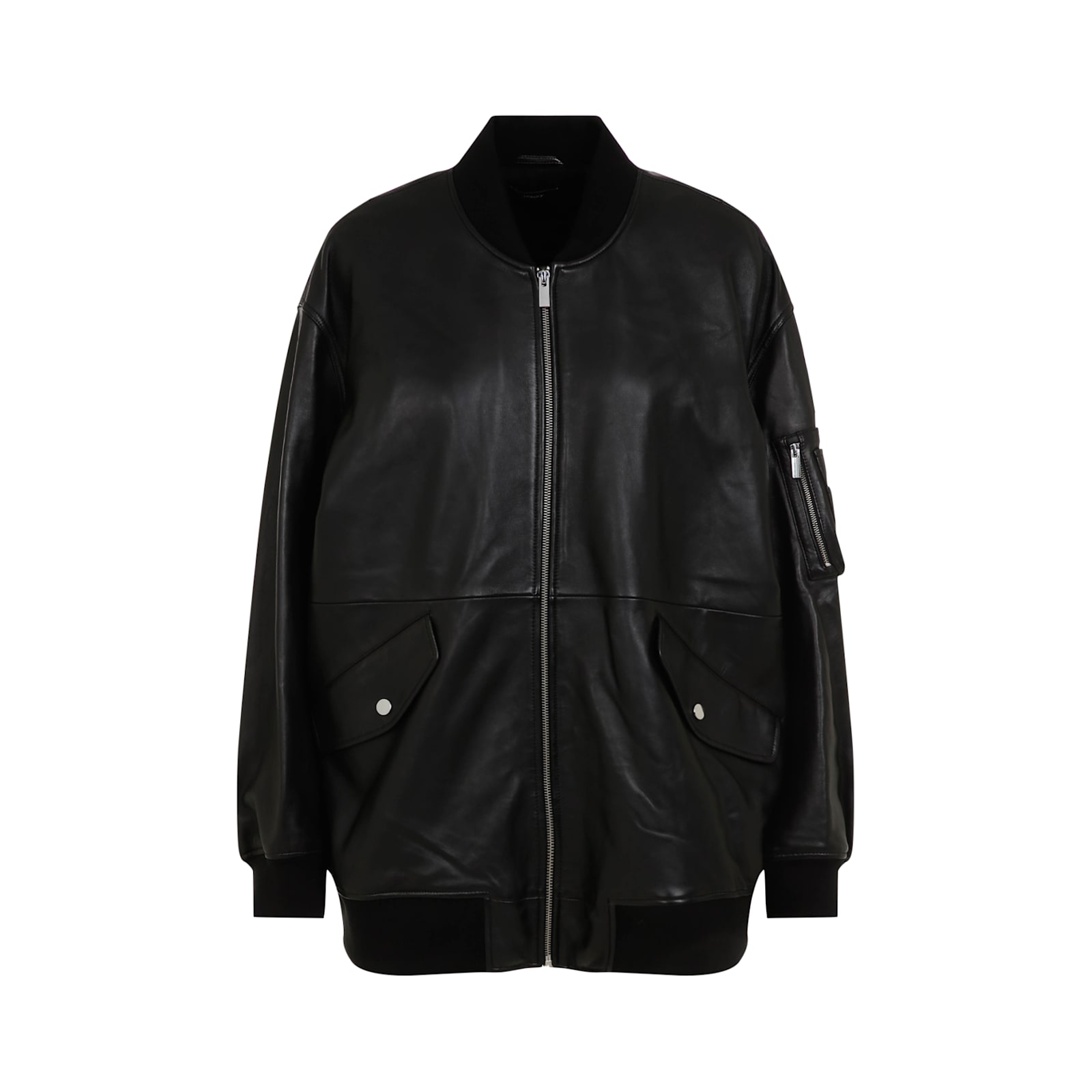 Shop Theory Leather Bomber Jacket In Black