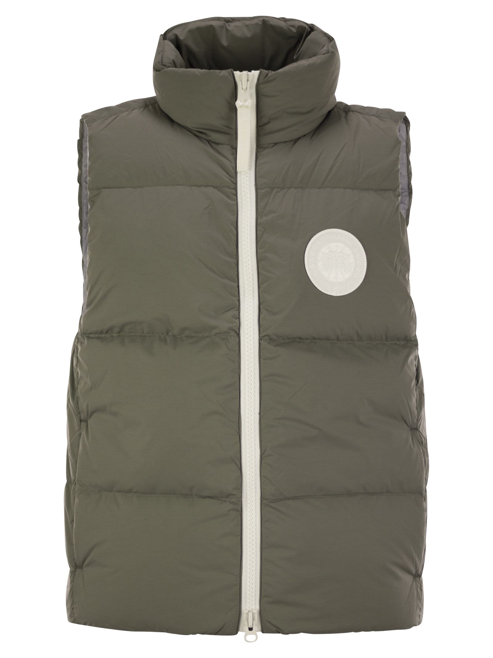 Shop Canada Goose Lawrence - Padded Gilet With White Logo In Sage