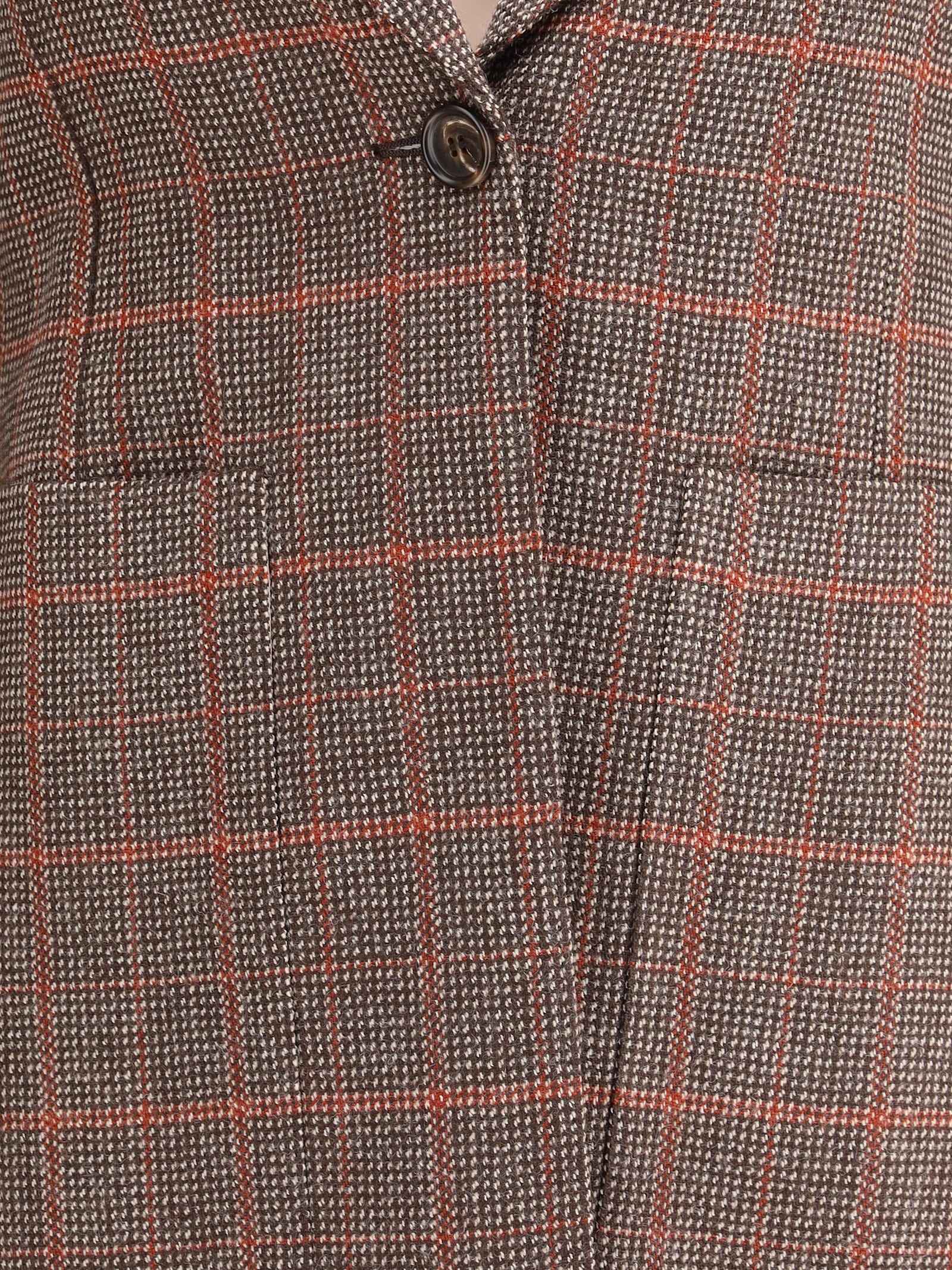 Chloé Tartan Wool Blazer With Shoulder Pads In Brown