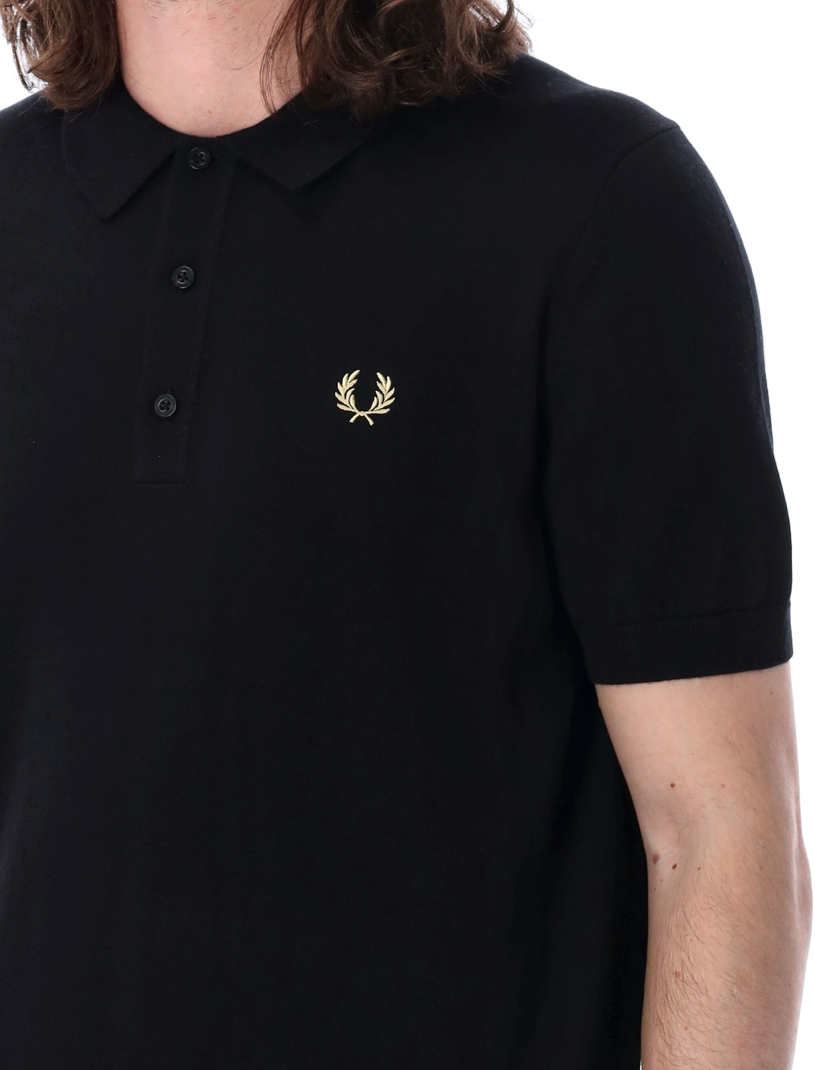 Shop Fred Perry Classic Knitted Polo Shirt In Black