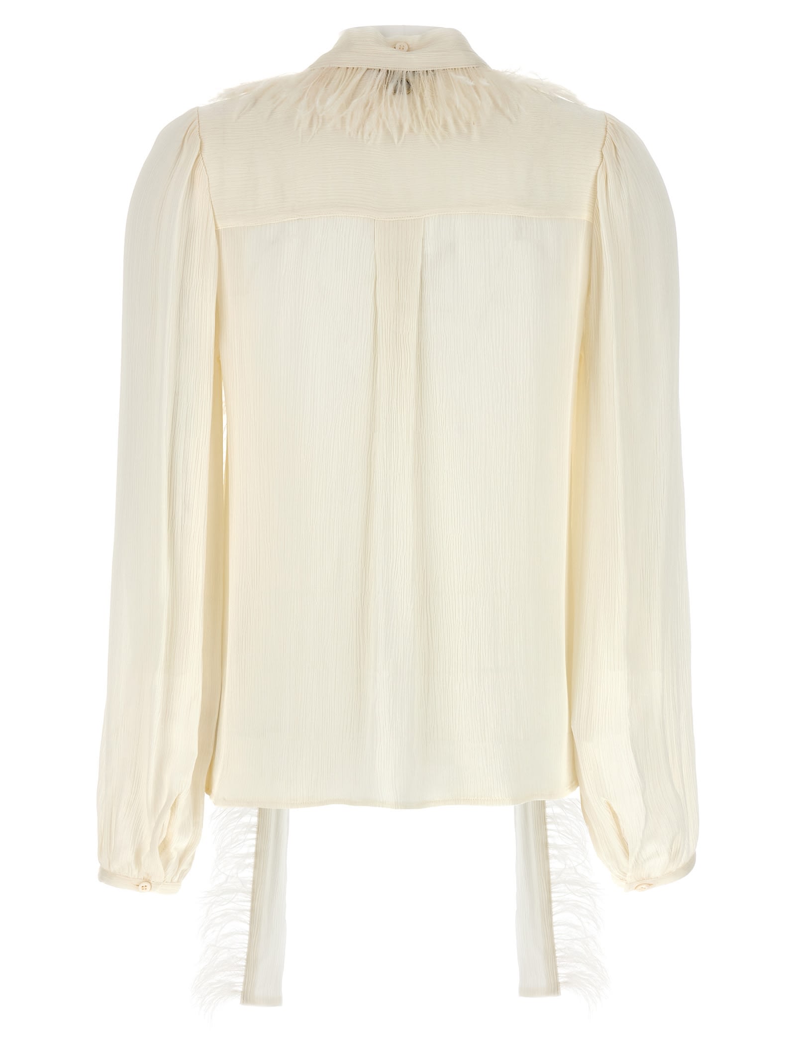 Shop Twinset Feather Detail Shirt In White