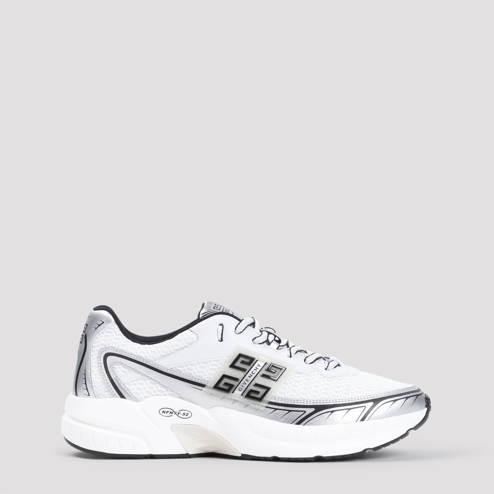 Shop Givenchy Nfnty-52 Low Top Runners Sneakers In White Silvery