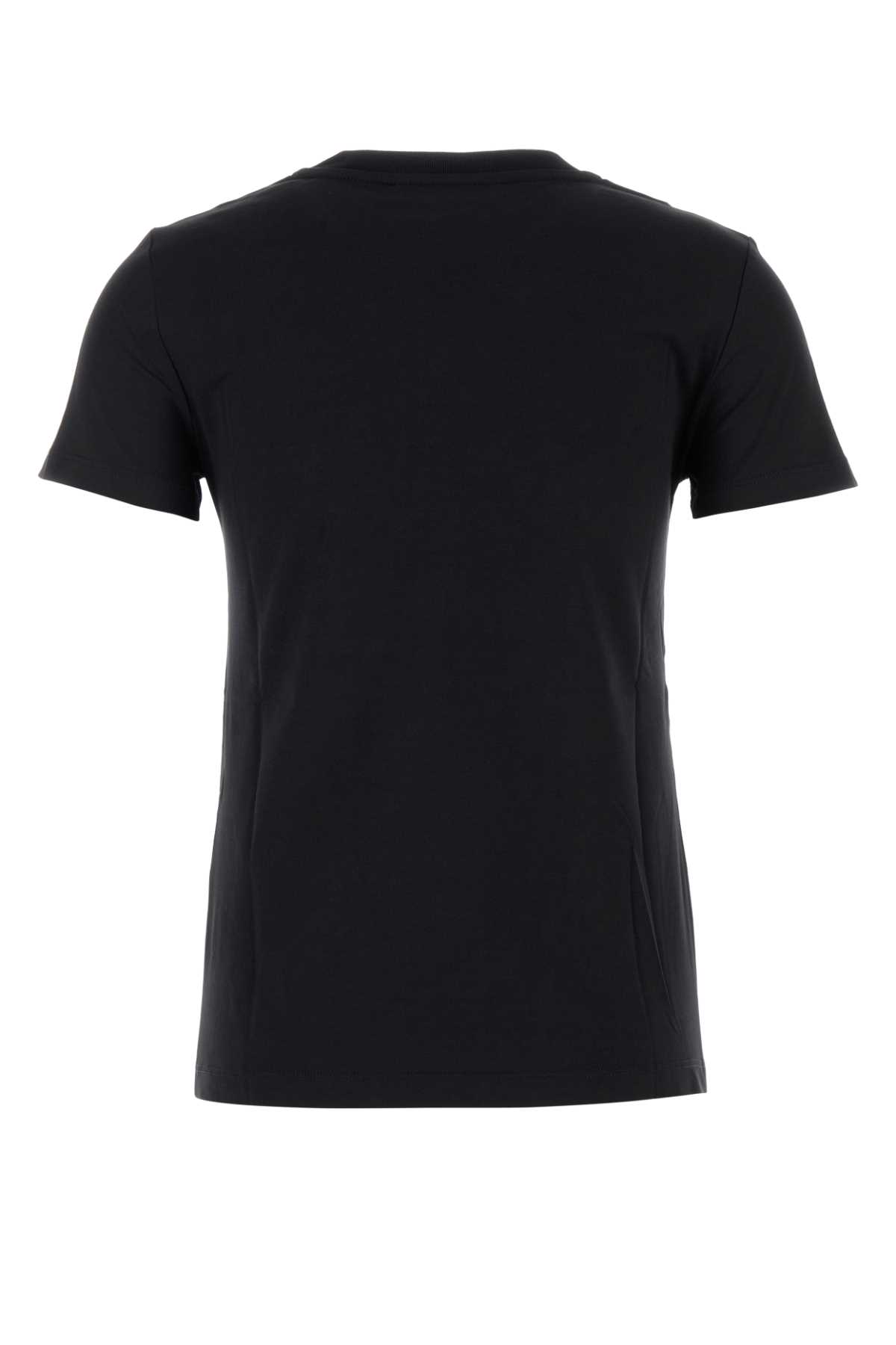 Max Mara Crew Neck Short Sleeve Top With Pocket In Black