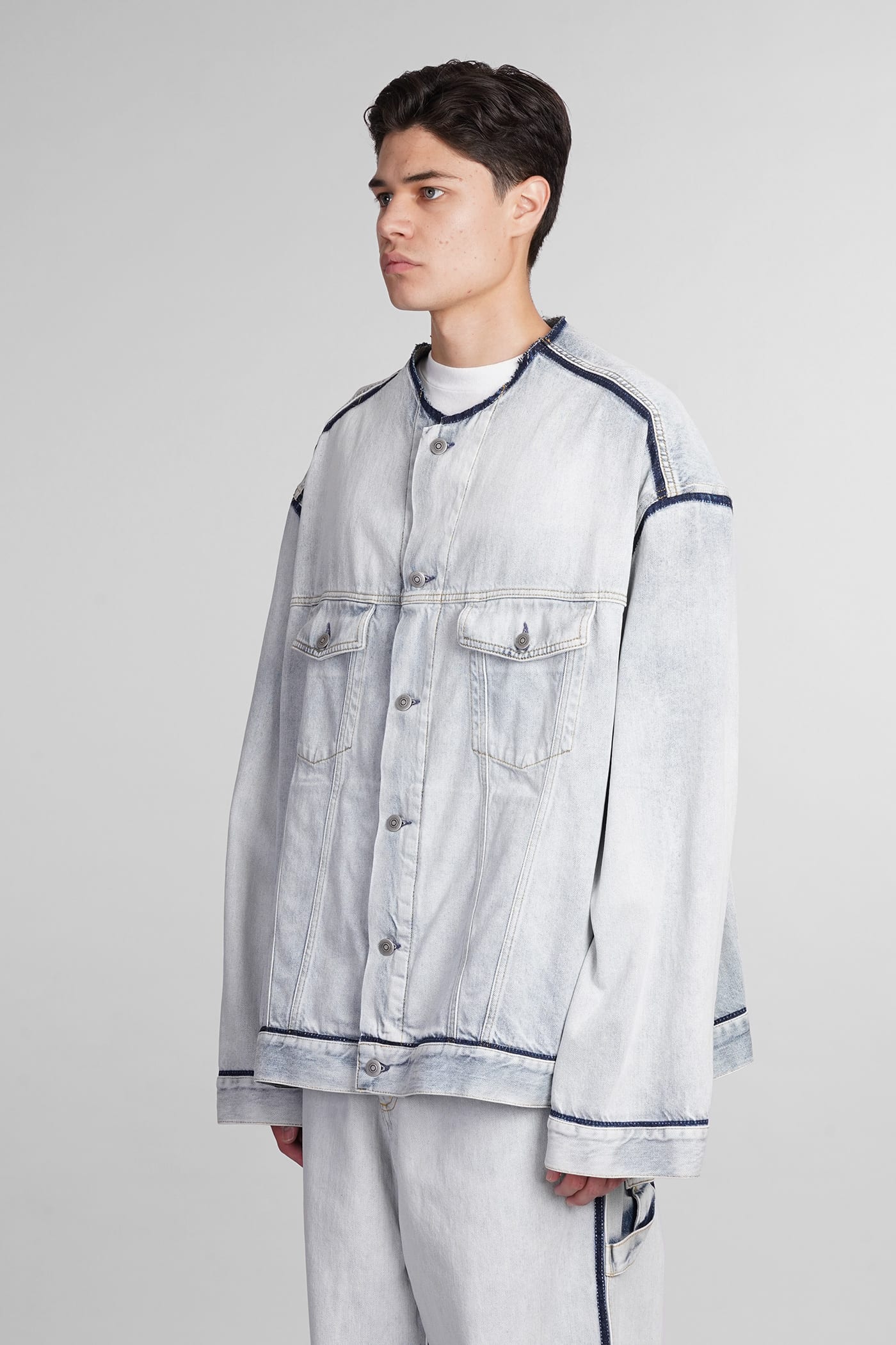 Shop Maison Margiela Denim Jackets In Cyan Denim