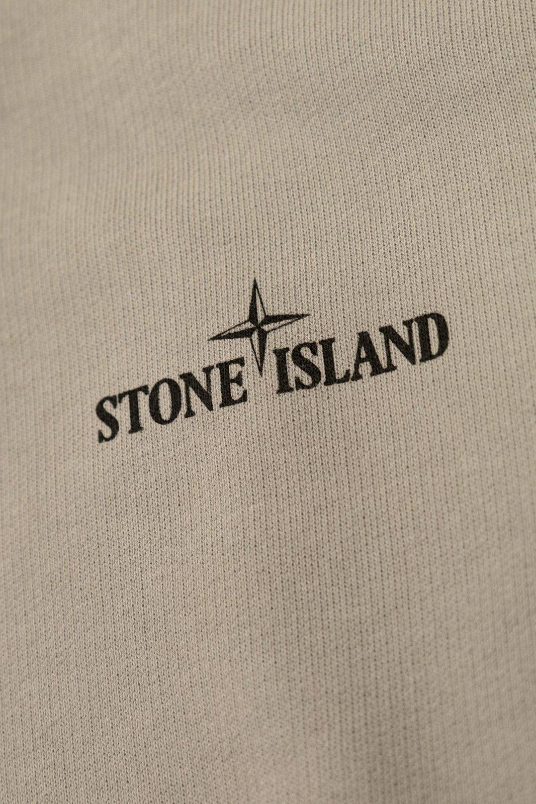 Stone Island Logo Printed Jersey Sweatshirt In Dust